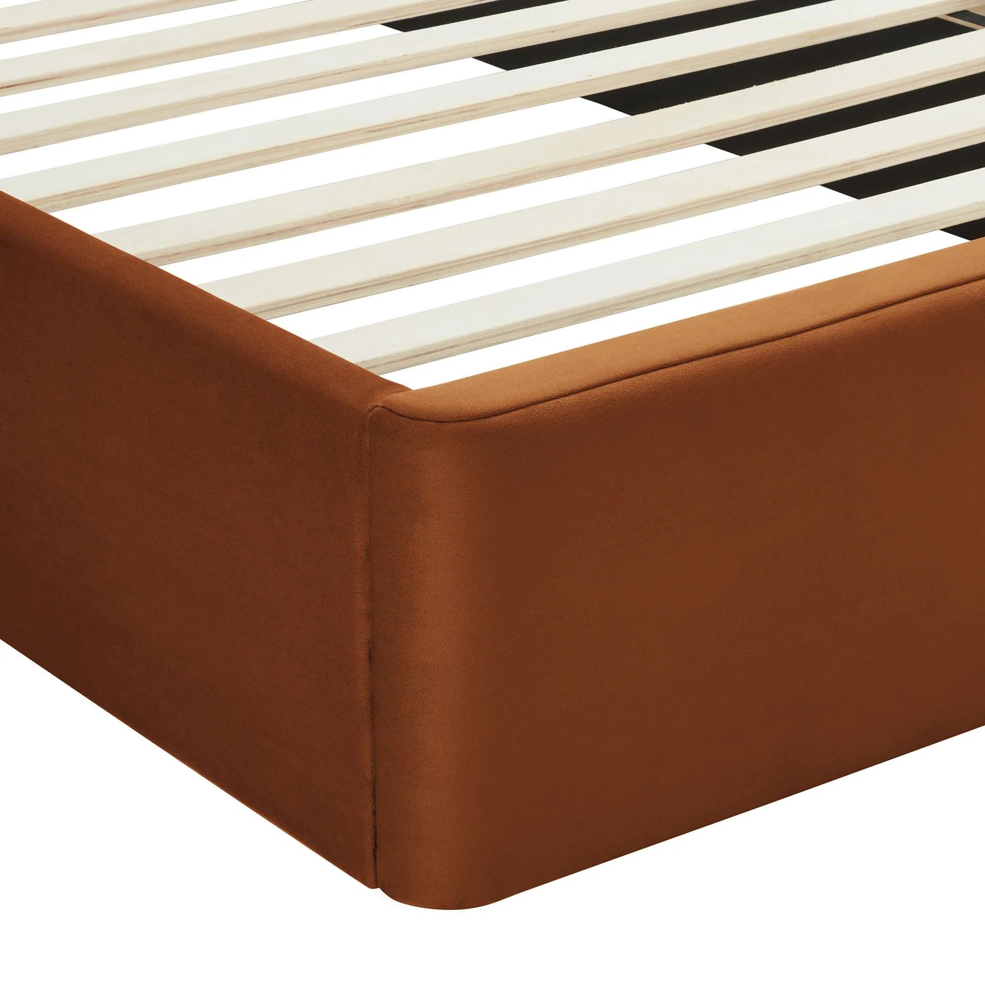 Upholstered Arched Platform Bed with Layered Headboard - Image 49