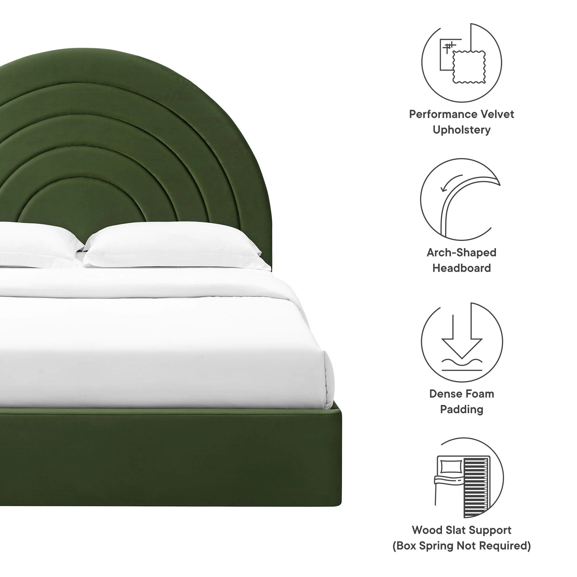 Upholstered Arched Platform Bed with Layered Headboard - Image 52