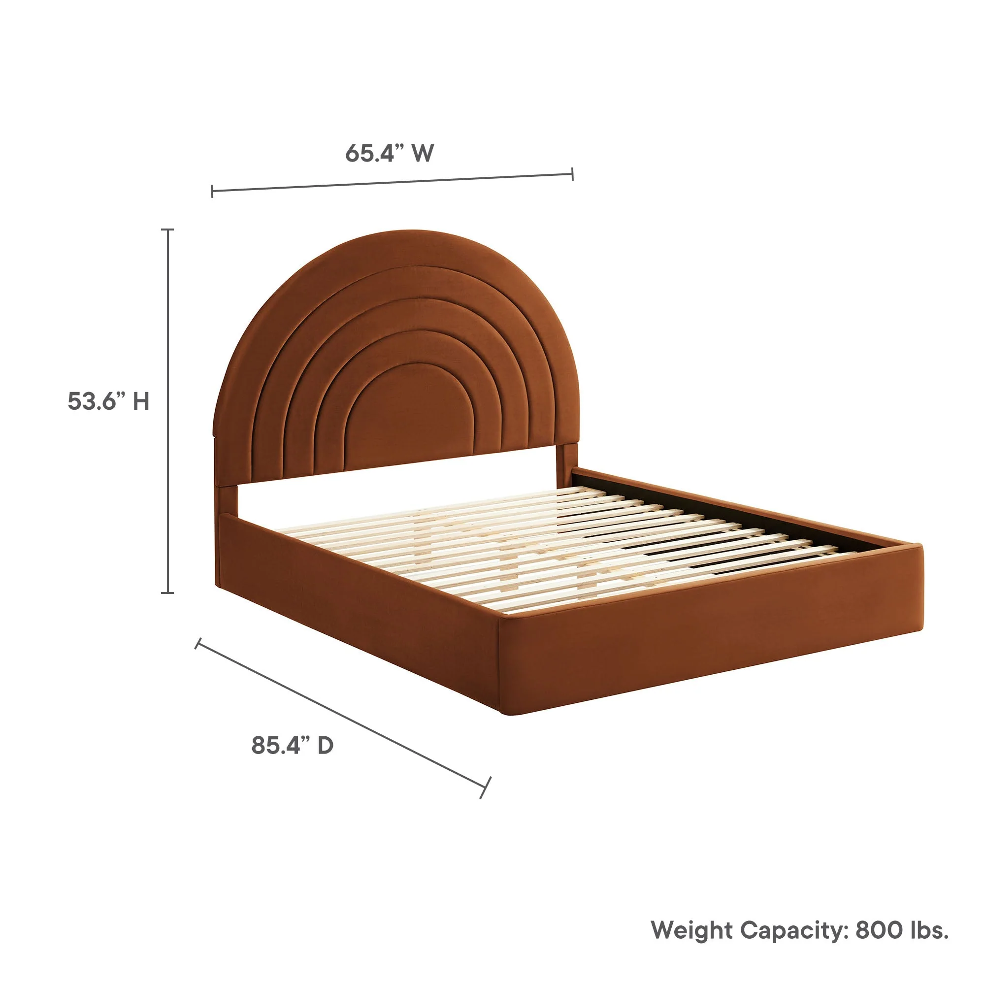 Upholstered Arched Platform Bed with Layered Headboard - Image 73