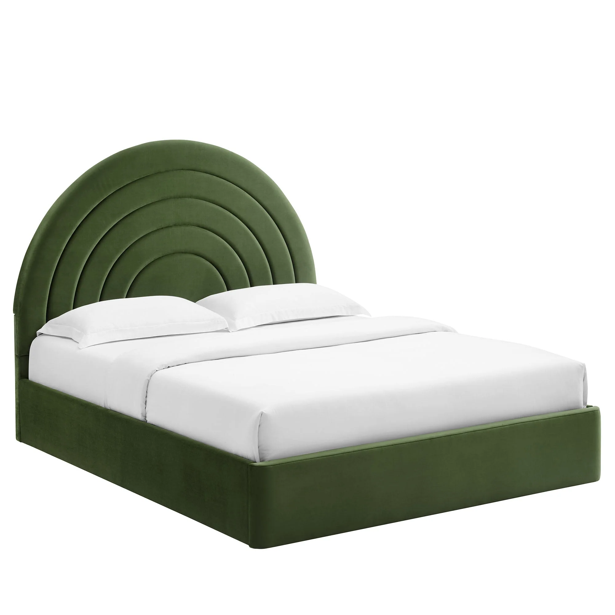 Upholstered Arched Platform Bed with Layered Headboard - Image 76