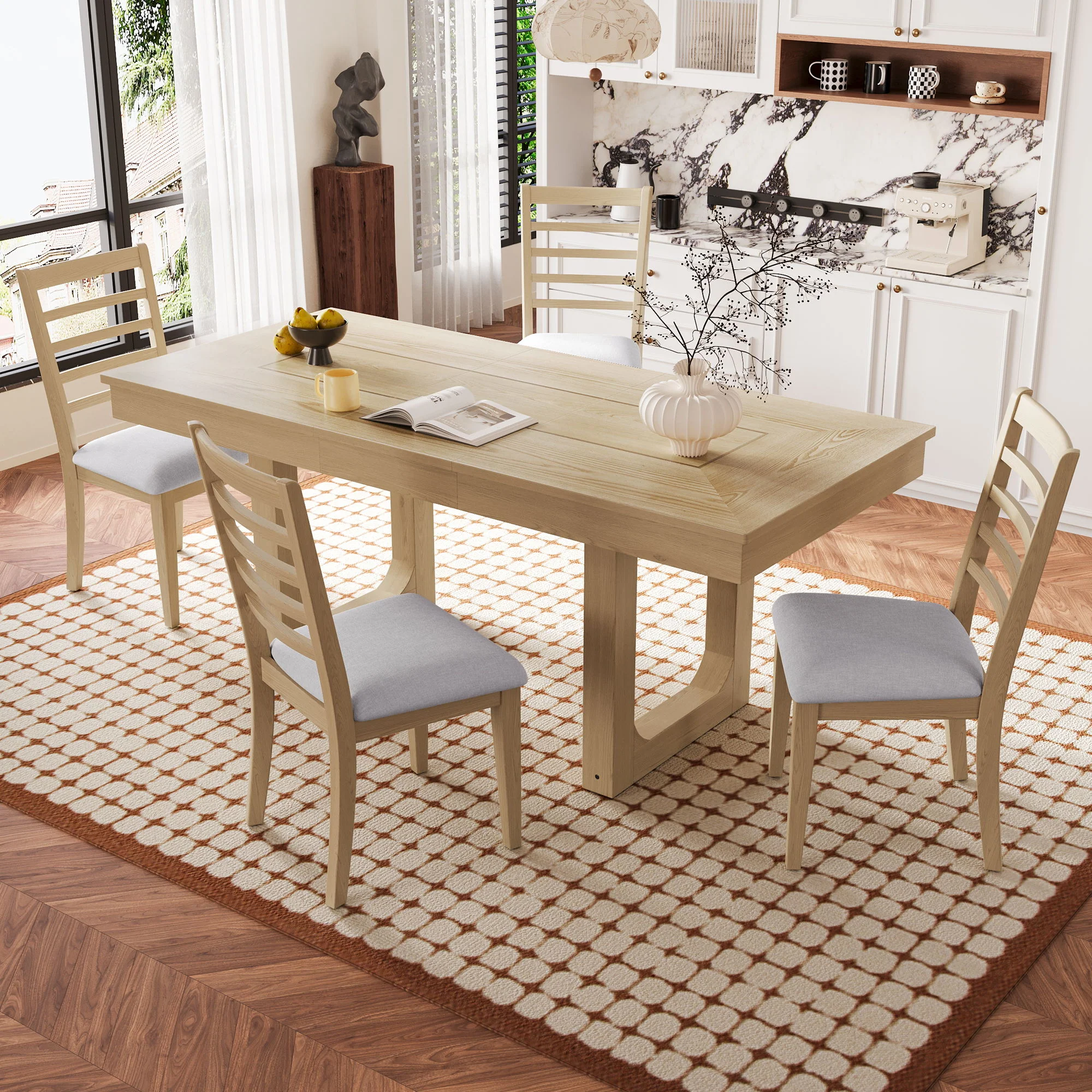 Upholstered Armless Chairs With High Ladder Back - Image 22