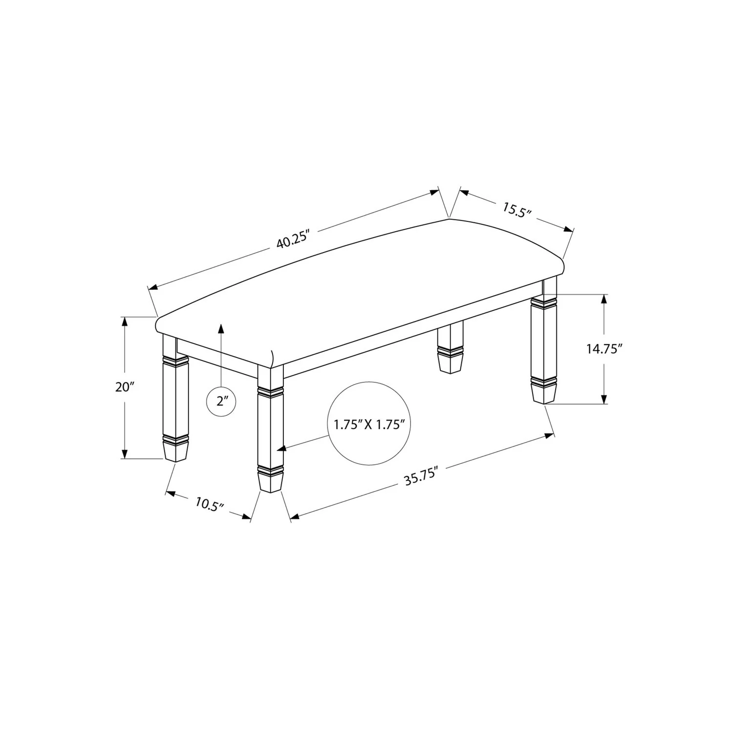 Upholstered Bench With Solid Legs - Image 9