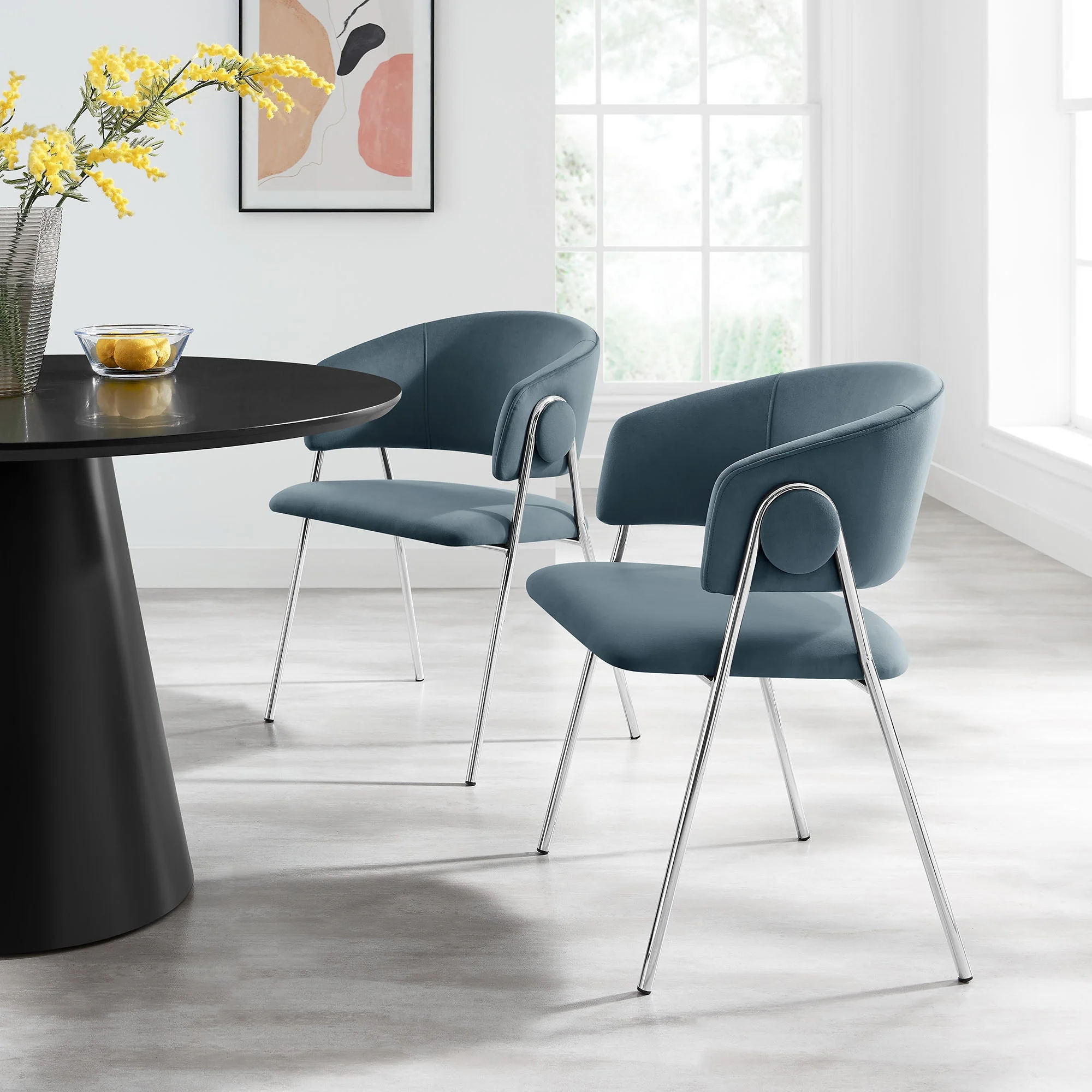 Upholstered Chenille Barrel Dining Chairs Set of 2 - Image 18