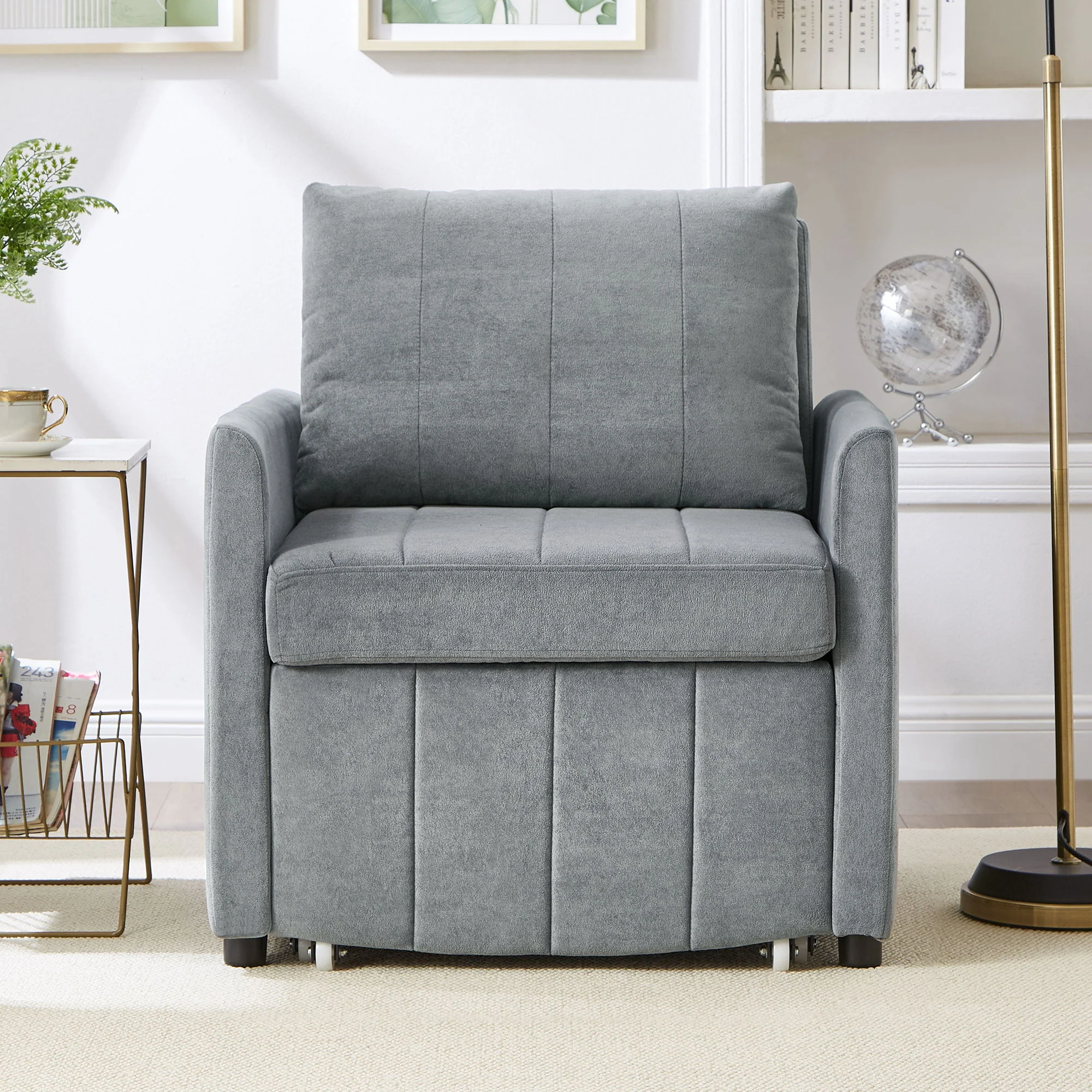 Upholstered Convertible Sleeper Sofa With 5 Position Backrest, Side Pockets, Storage - Image 23