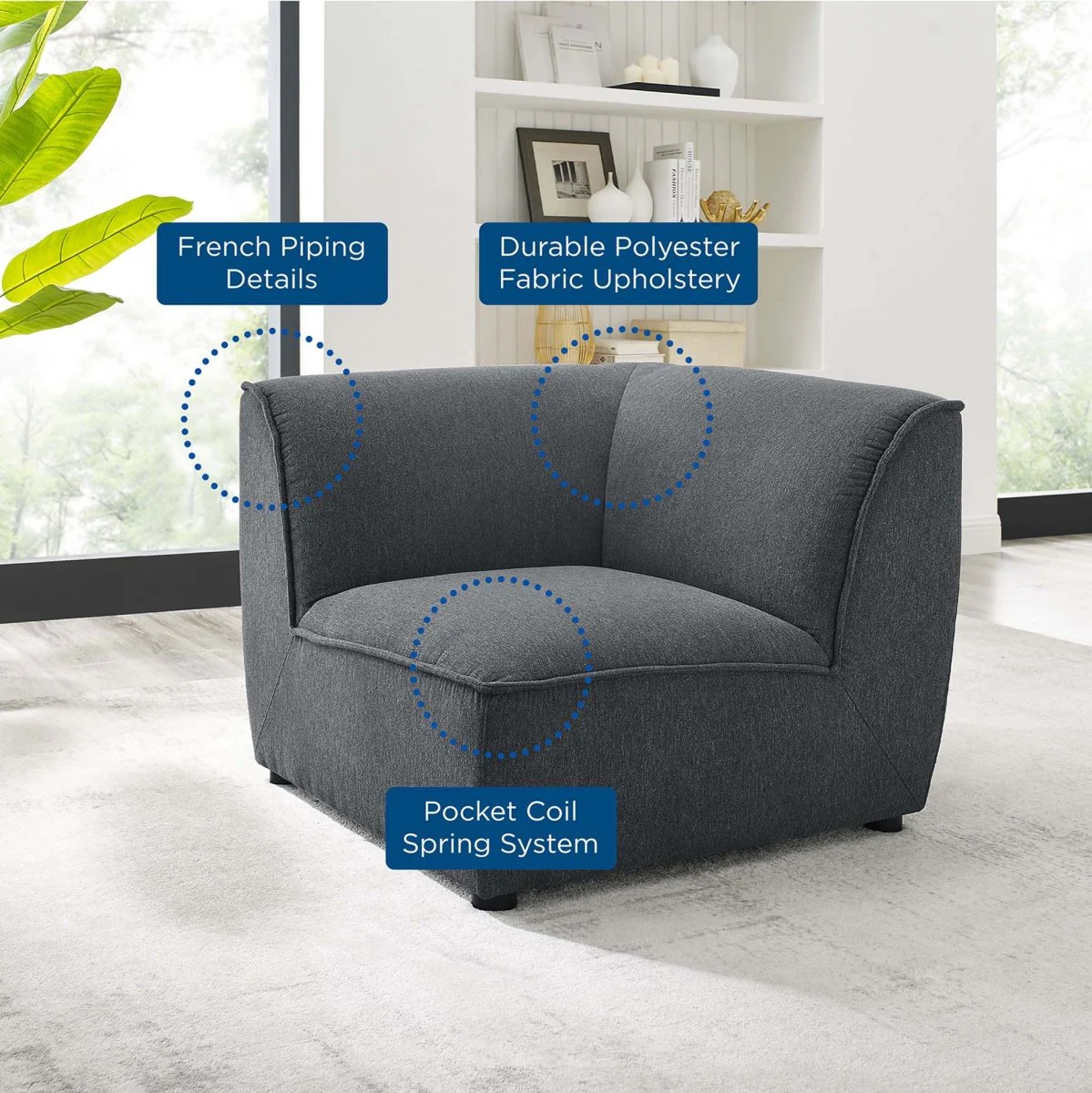Upholstered Corner Sectional Sofa Chair 36 Inch - Image 2