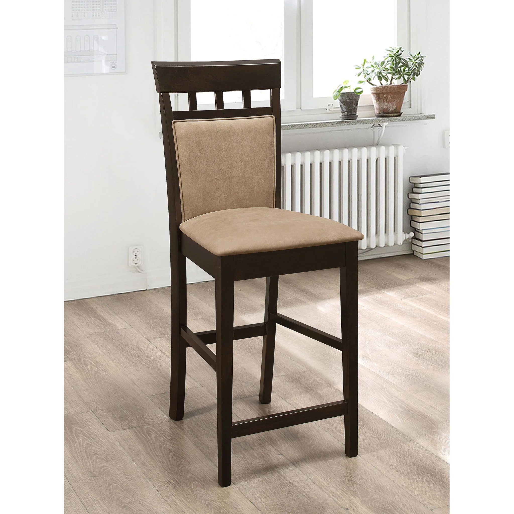 Upholstered Counter Height Stools (Set of 2) - Beige / Brown - Image 4
