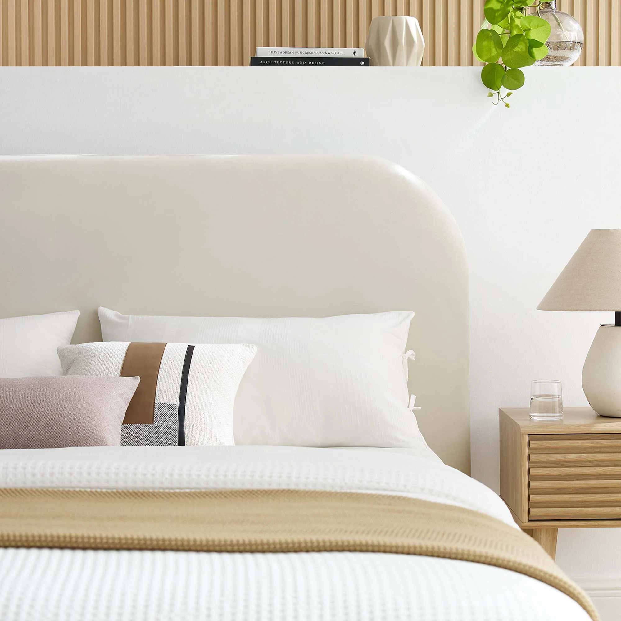 Upholstered Curved Platform Bed with Performance Velvet - Image 24