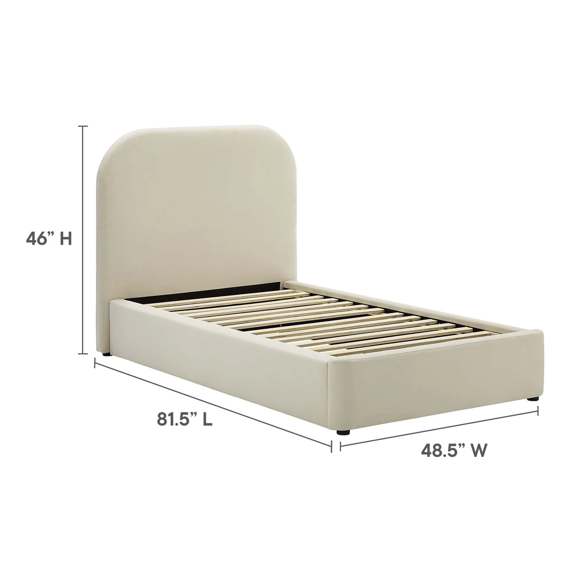 Upholstered Curved Platform Bed with Performance Velvet - Image 3