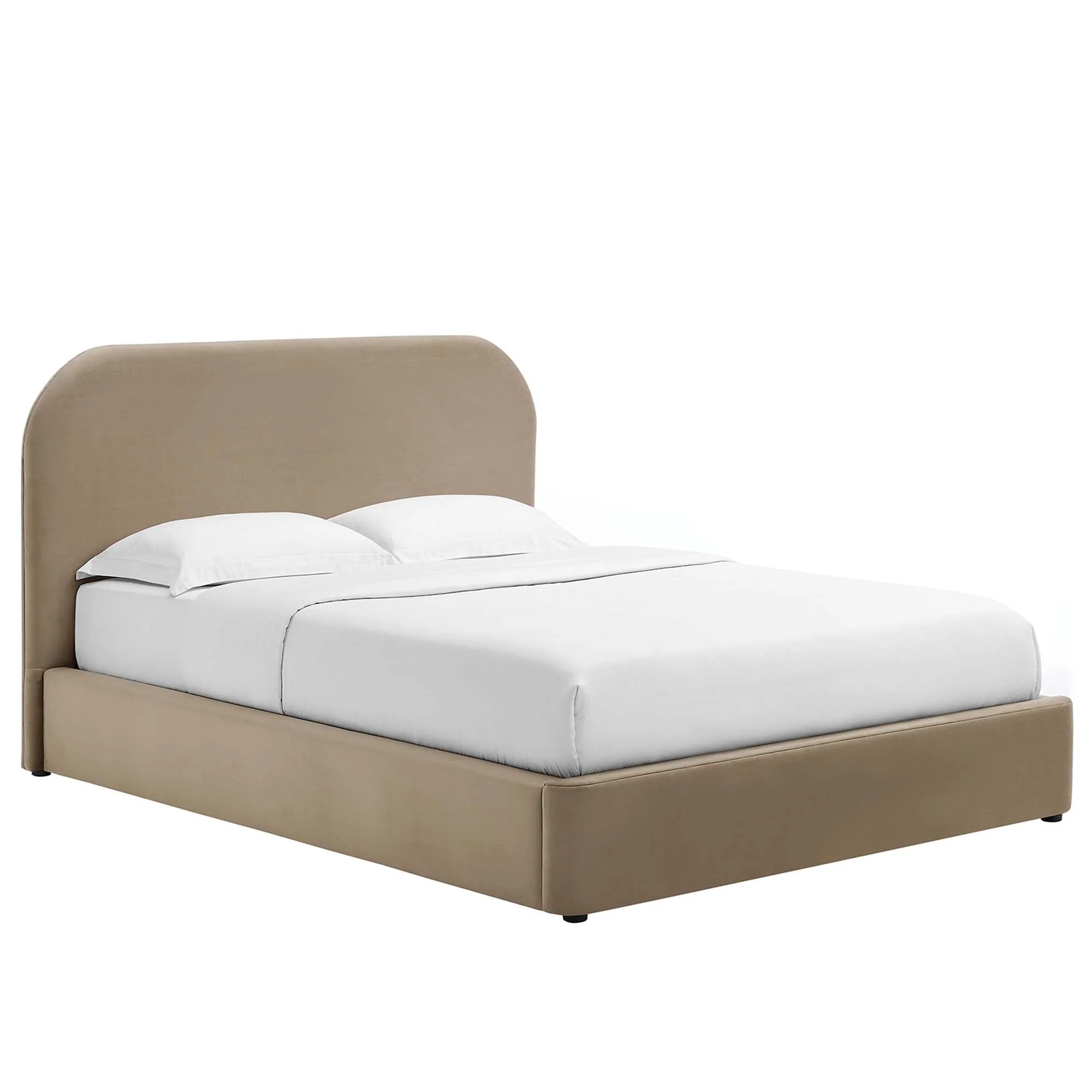 Upholstered Curved Platform Bed with Performance Velvet - Image 36