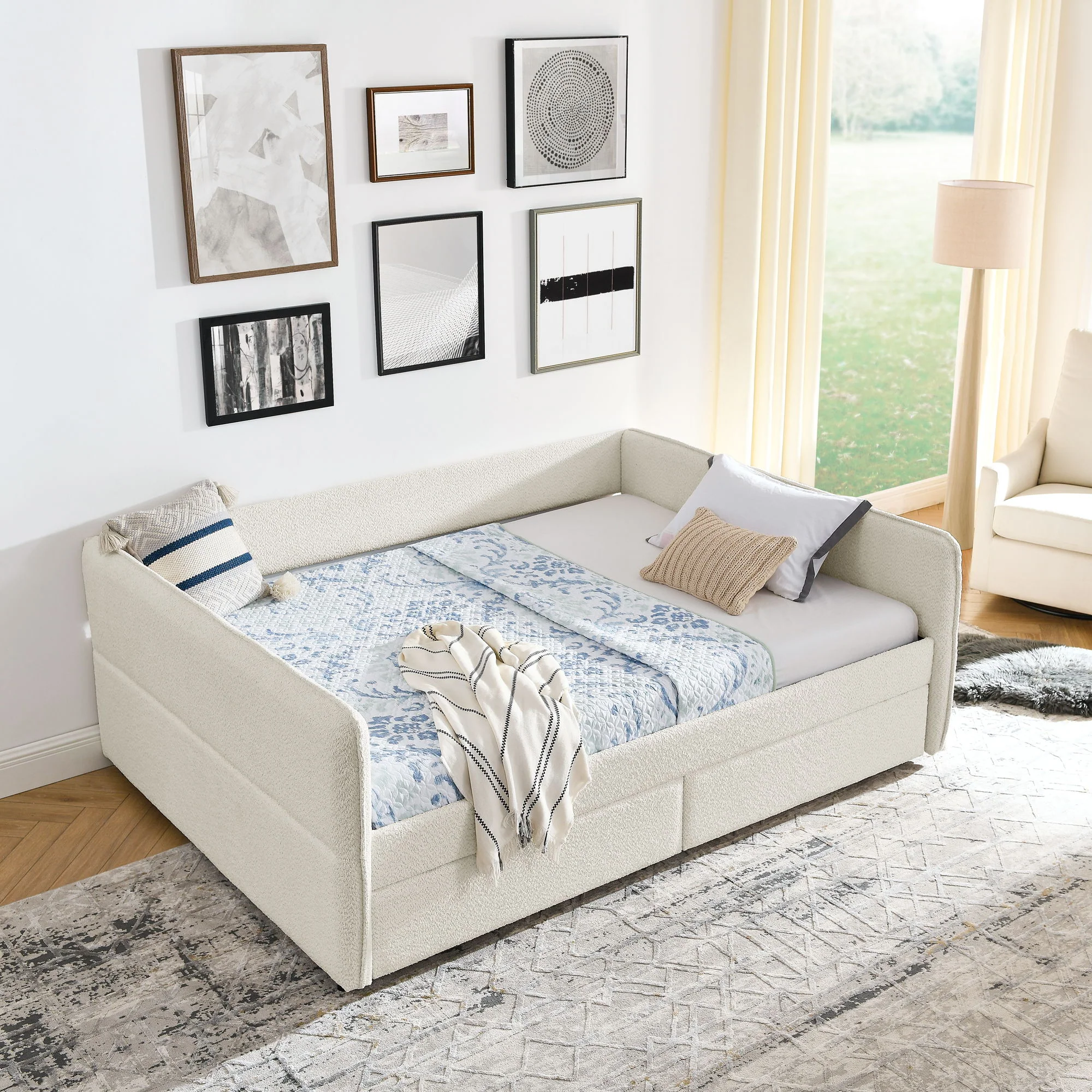 Upholstered Daybed & 2 Drawers - Image 38