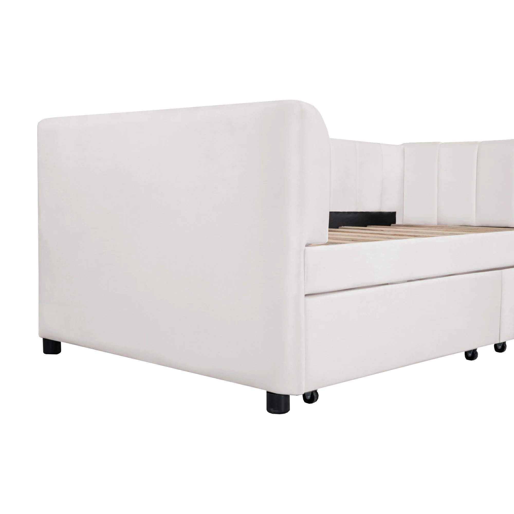 Upholstered Daybed With Ergonomic Design Backrest - Image 36