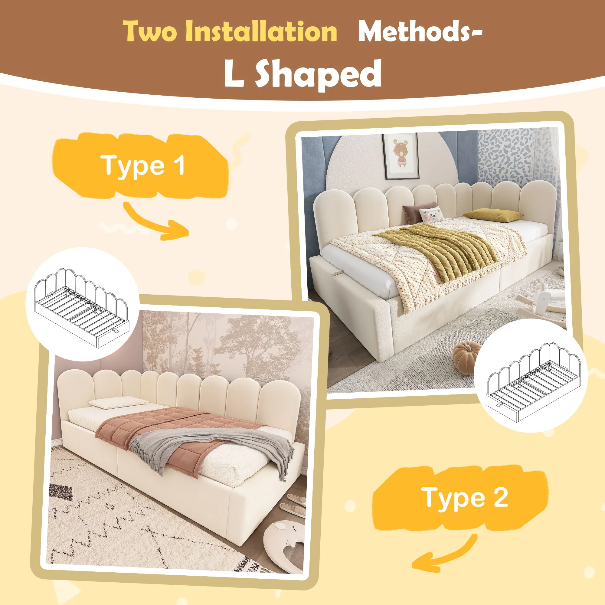 Upholstered Daybed With Metal Slatted Base - Image 12
