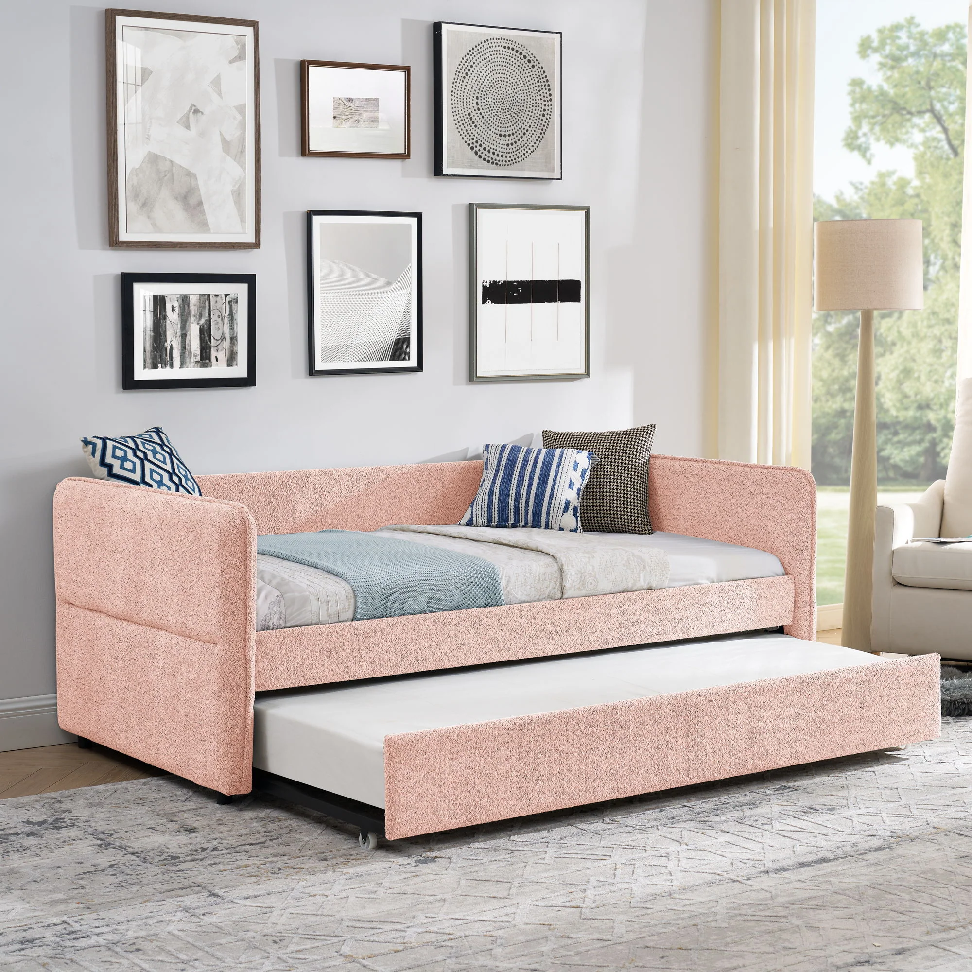 Upholstered Daybed With Pop Up Trundle - Image 15