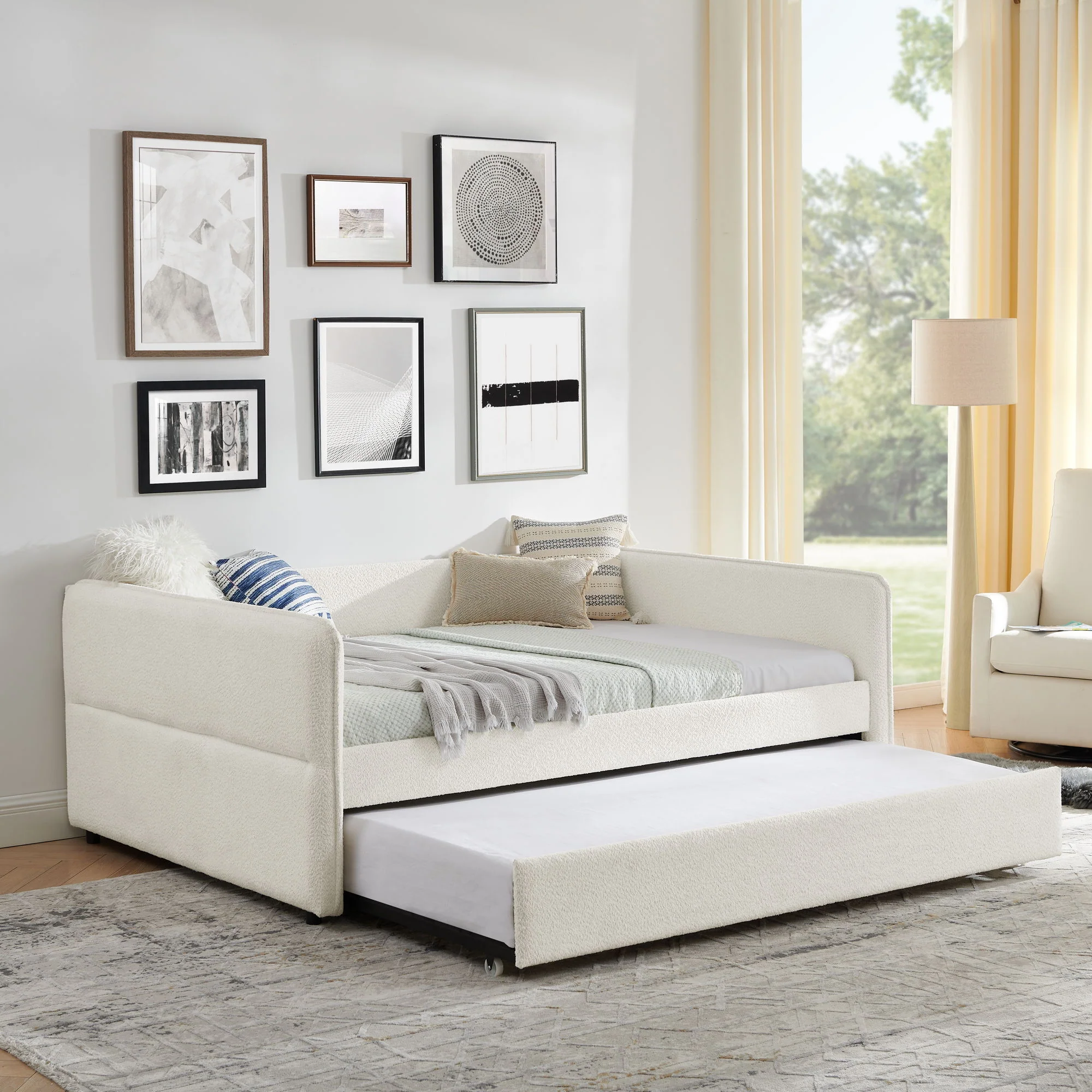 Upholstered Daybed With Pop Up Trundle - Image 21
