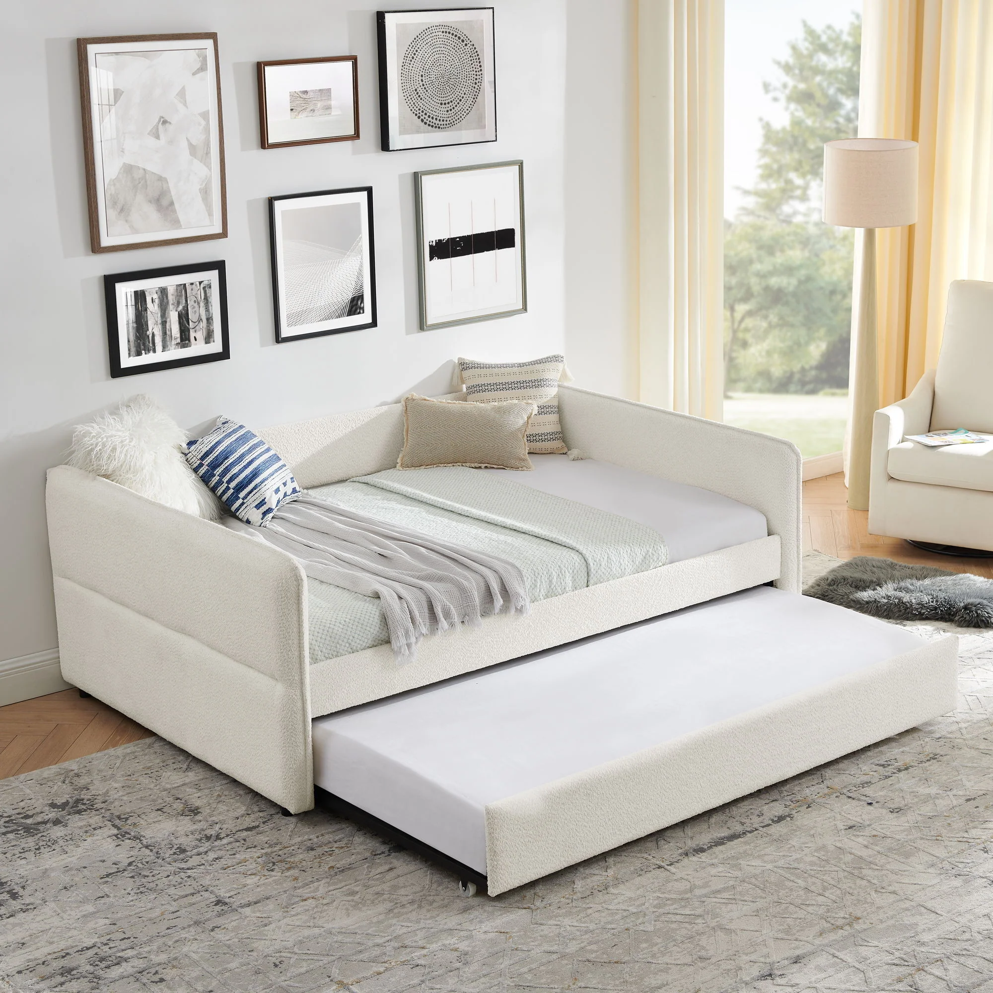 Upholstered Daybed With Pop Up Trundle - Image 24