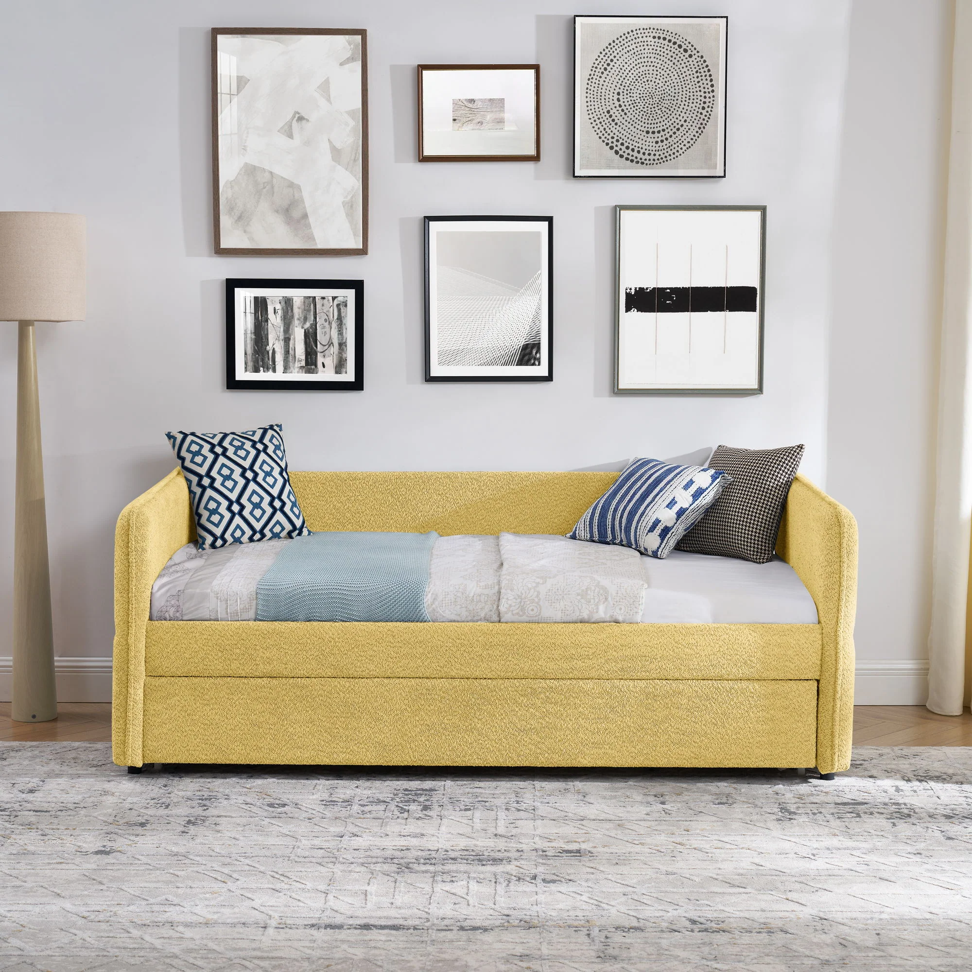 Upholstered Daybed With Pop Up Trundle - Image 36
