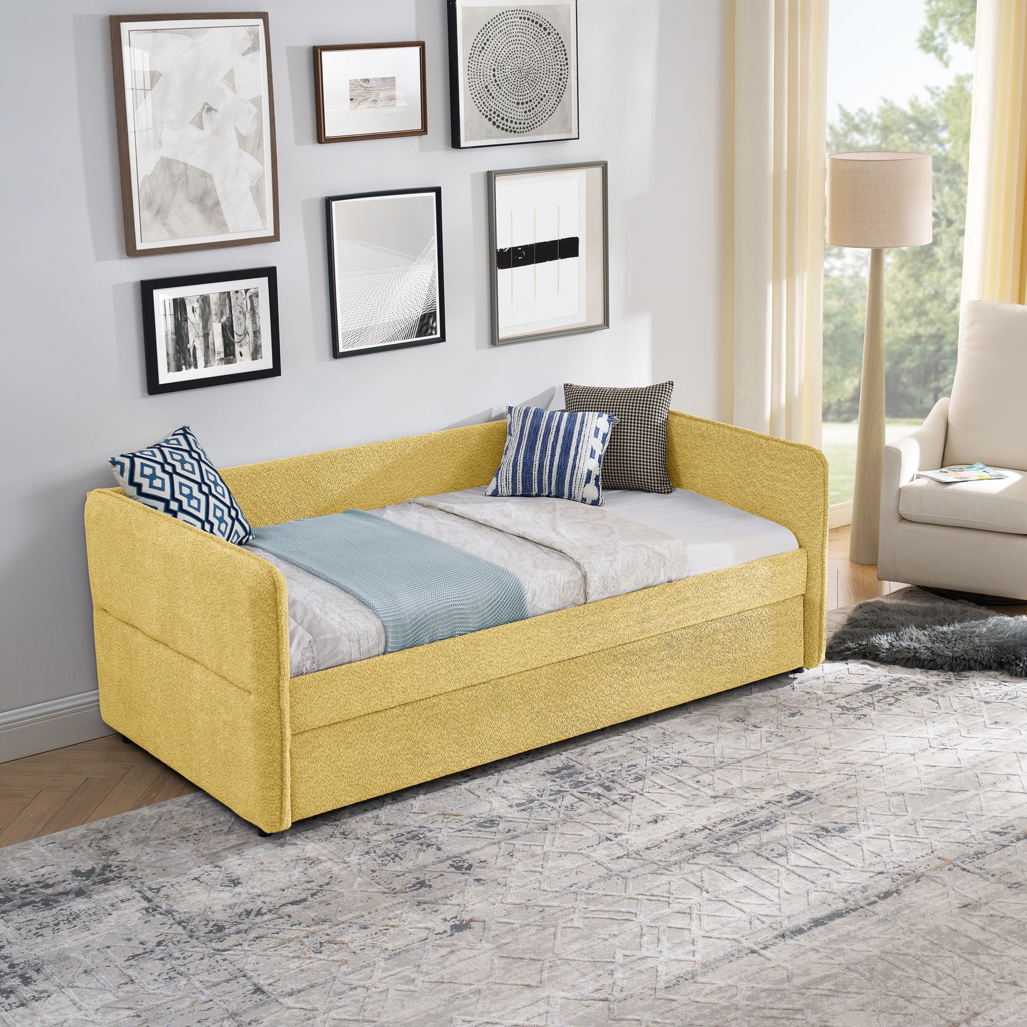Upholstered Daybed With Pop Up Trundle - Image 45