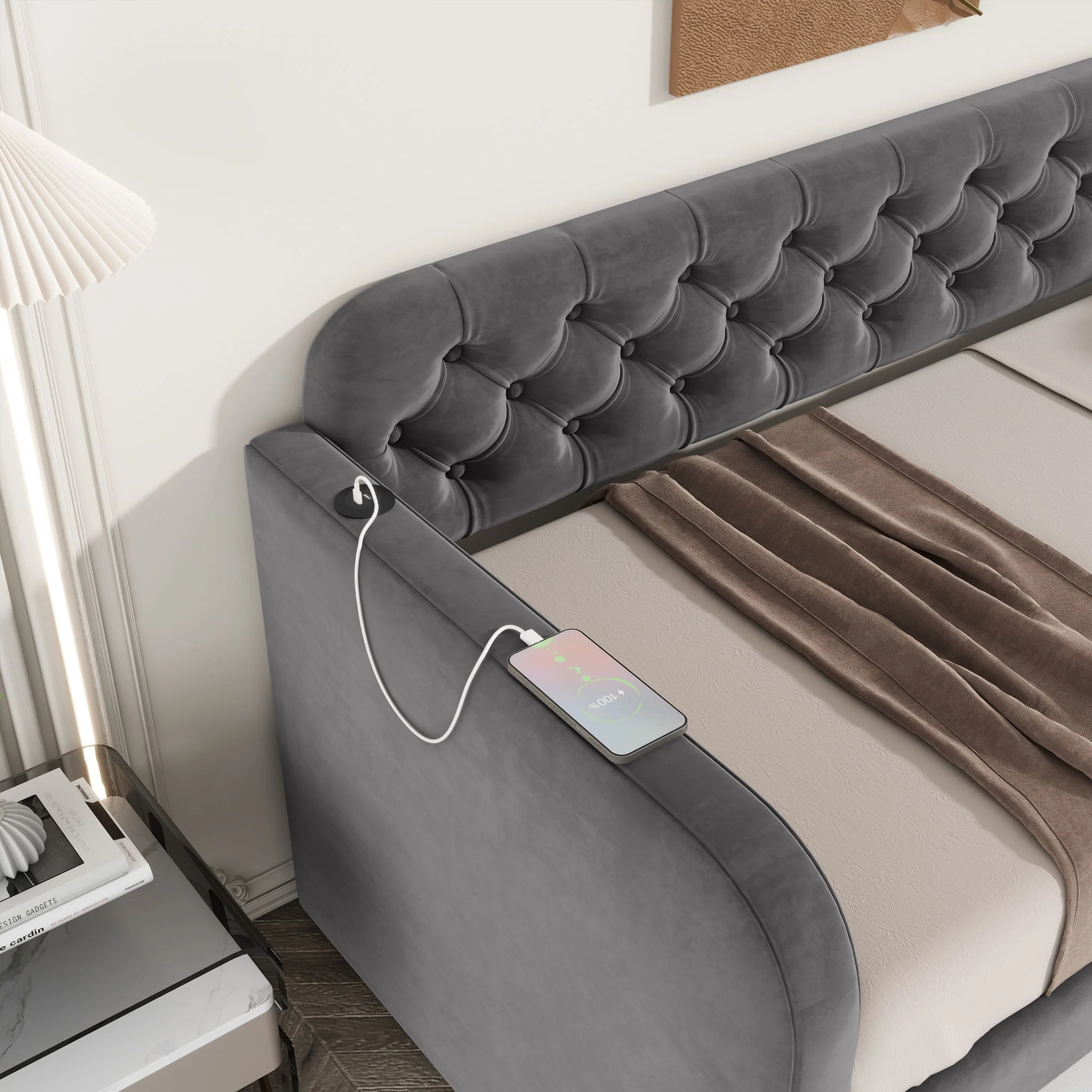 Upholstered Daybed With Trundle And USB Charging Design - Image 6