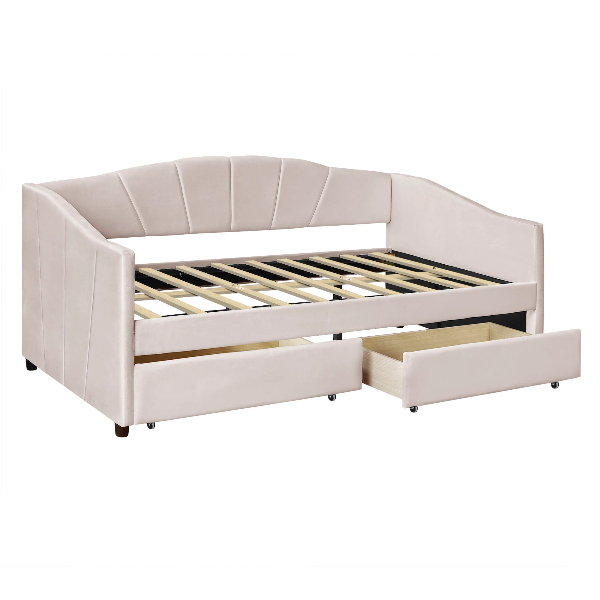 Upholstered Daybed With Two Drawers And Wood Slat - Image 20