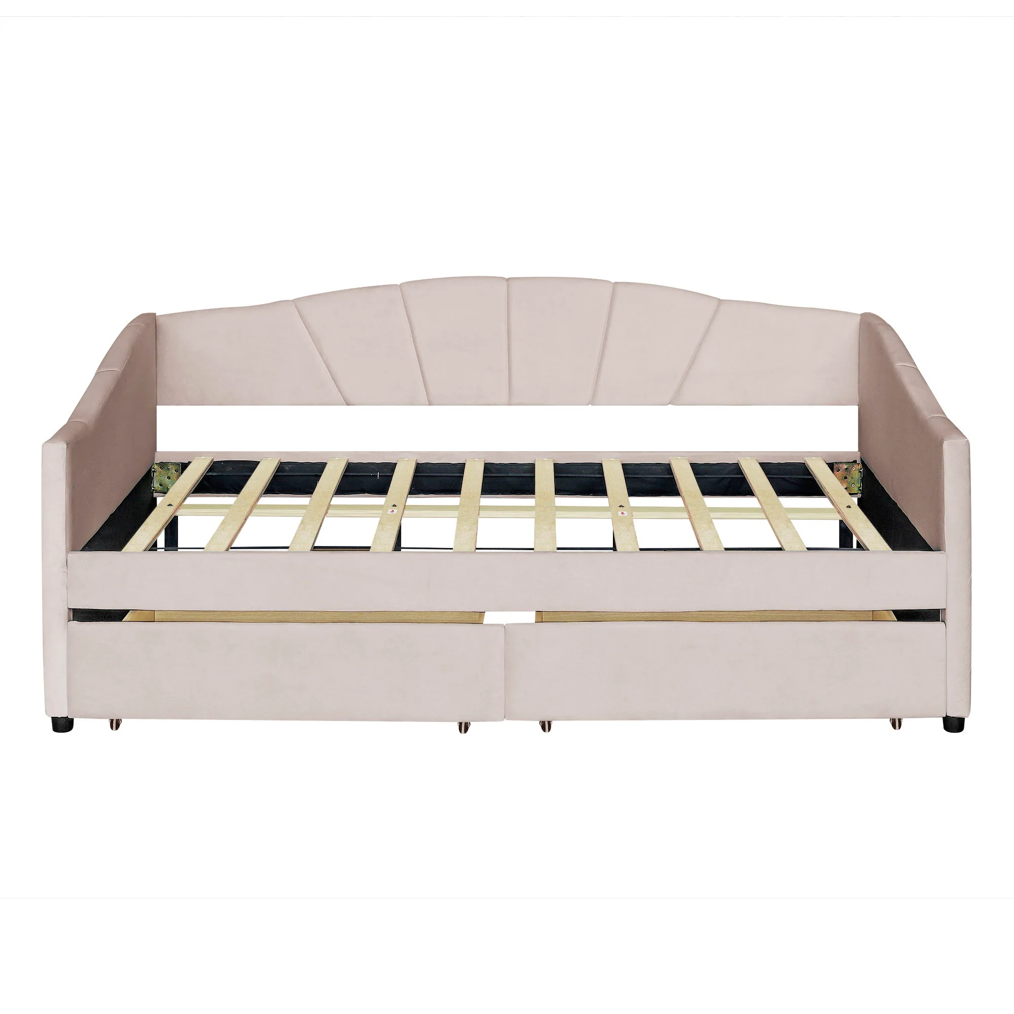 Upholstered Daybed With Two Drawers And Wood Slat - Image 24