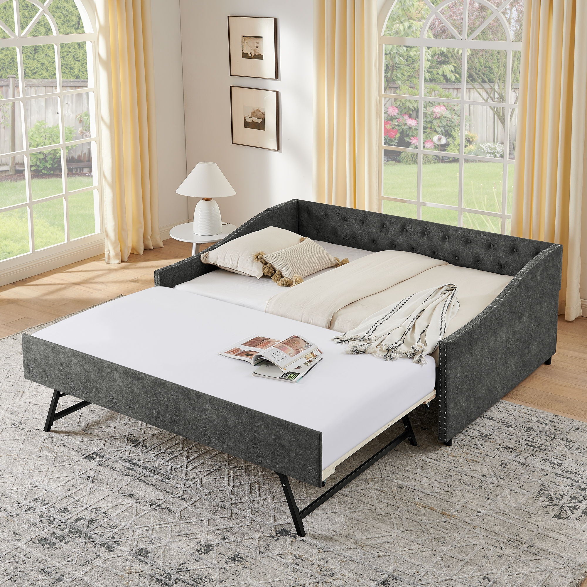 Upholstered Daybed With USB Charging & Pull Out Bed - Image 27