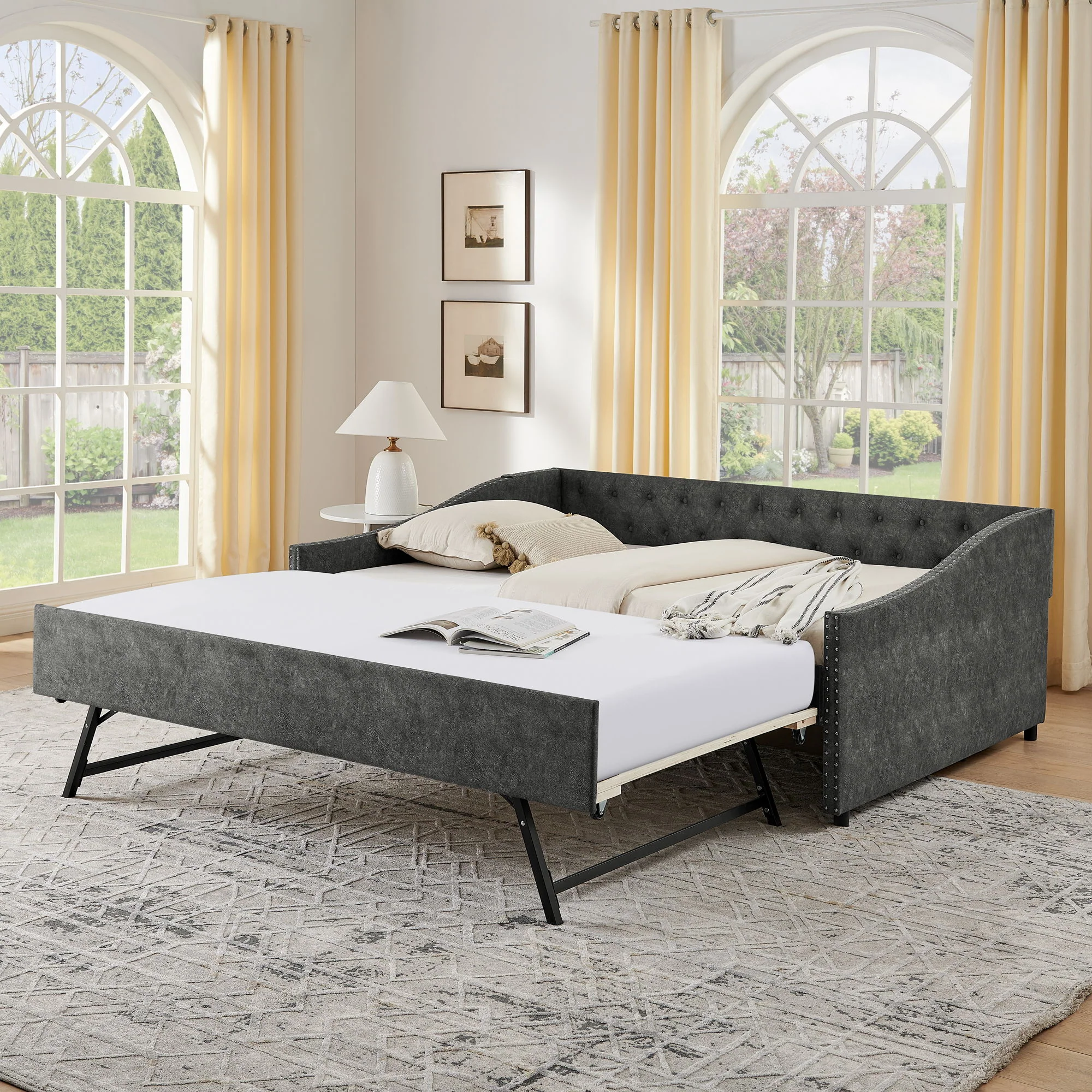 Upholstered Daybed With USB Charging & Pull Out Bed - Image 33