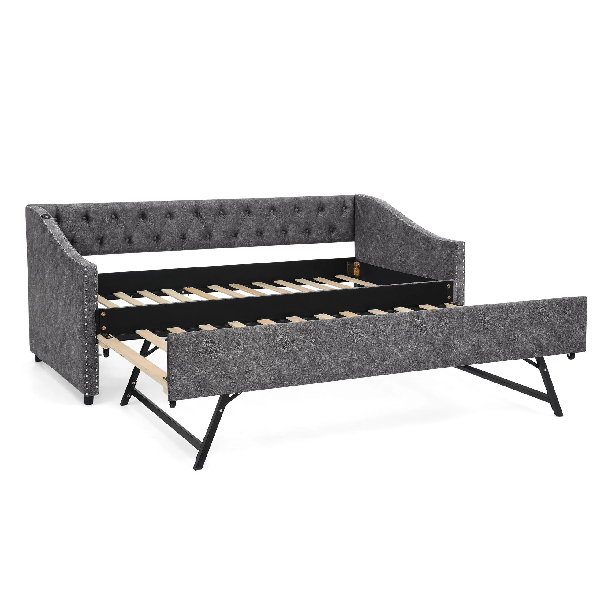 Upholstered Daybed With USB Charging & Pull Out Bed - Image 4