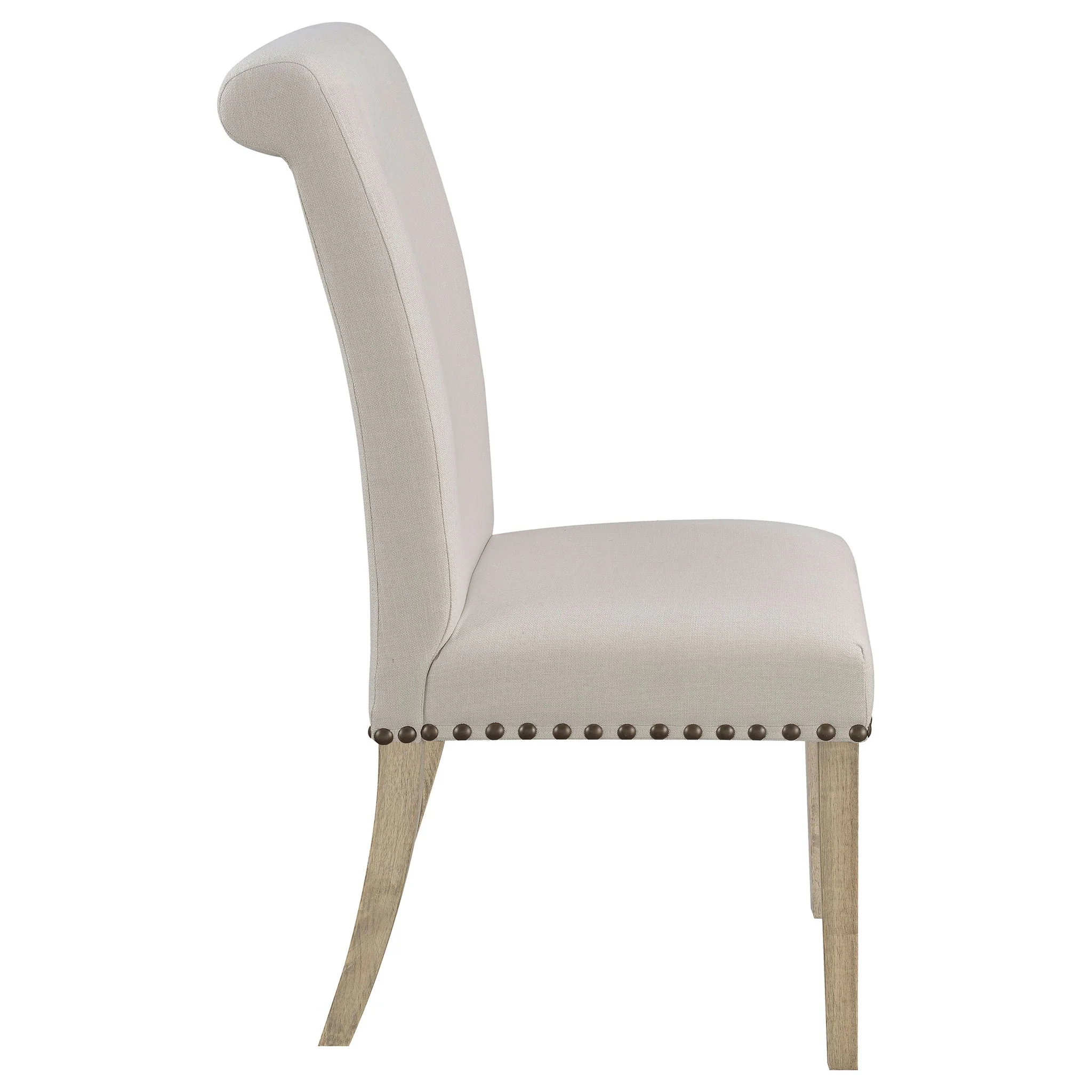 Upholstered Dining Chair With Rolled Edge Seat Back (Set of 2) - Beige - Image 4