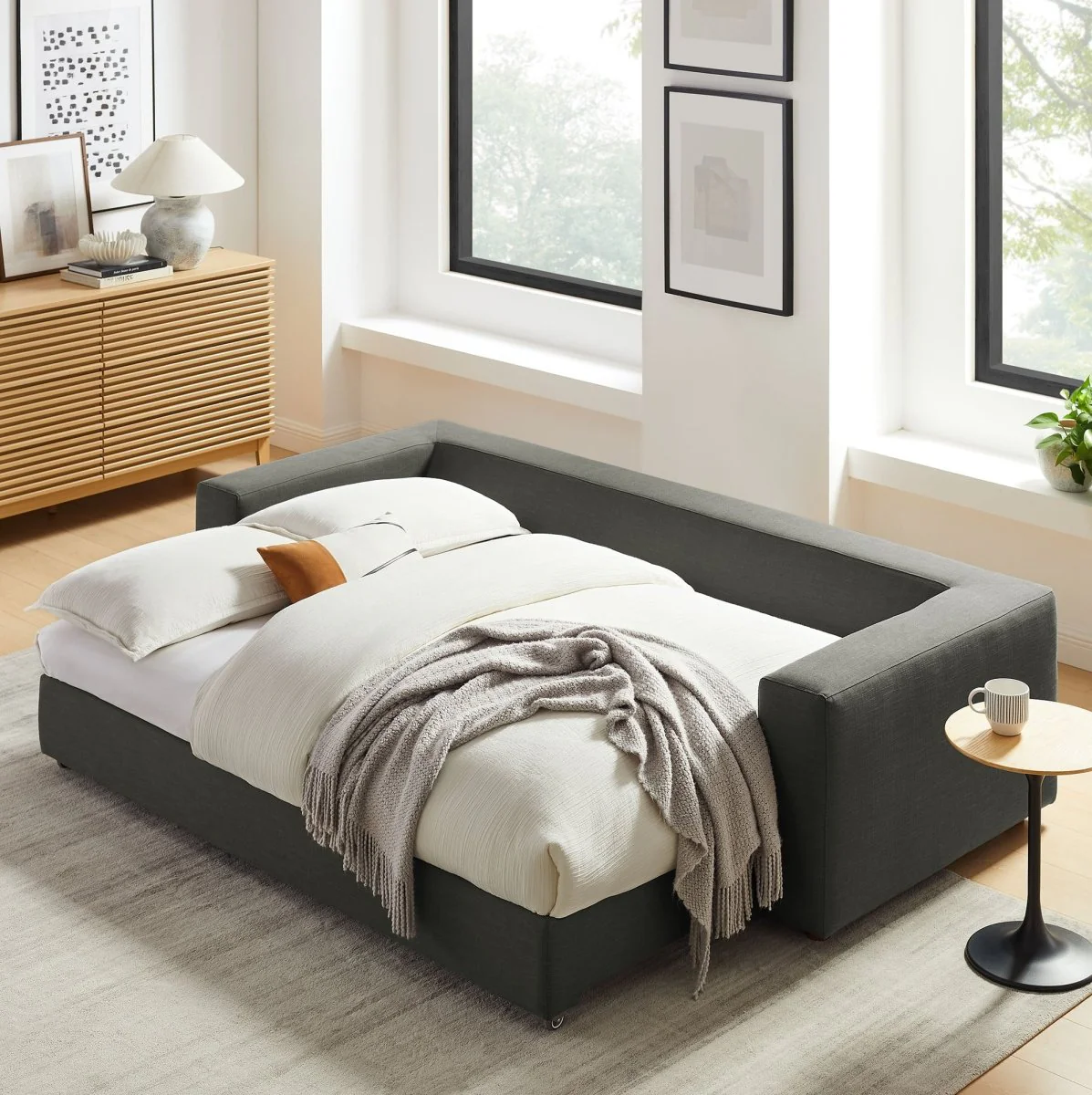 Upholstered Down-Filled Overstuffed Sleeper Sofa - Image 14