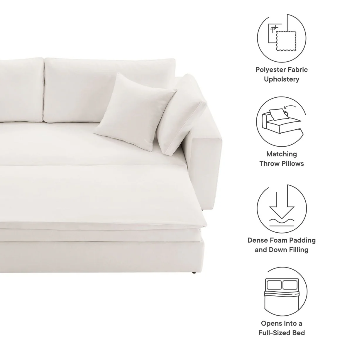 Upholstered Down-Filled Overstuffed Sleeper Sofa - Image 2