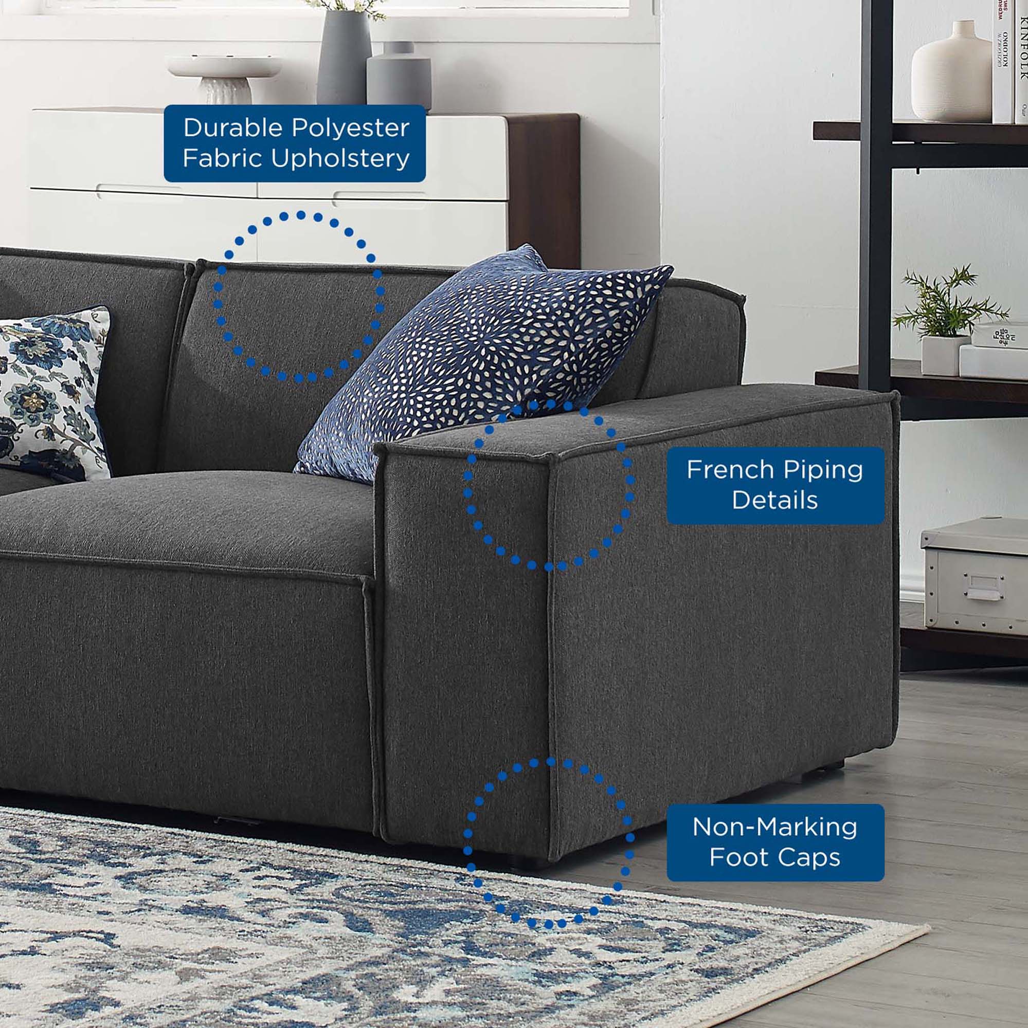 Upholstered Fabric 4-Piece Sectional Sofa - 164 Inch - Image 2
