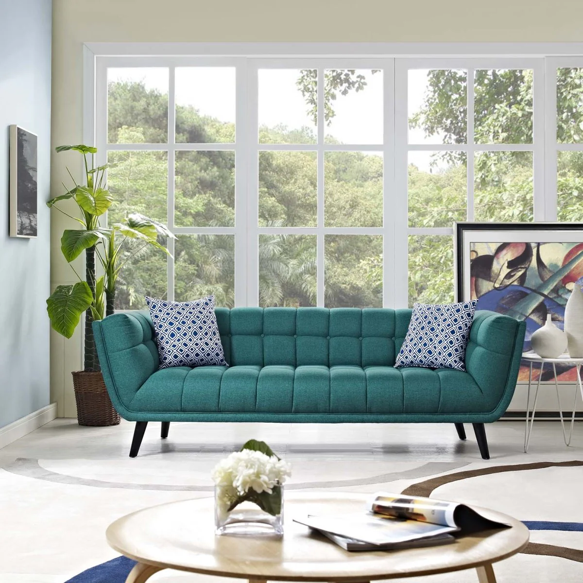 Upholstered Fabric Button Tufted Sofa 86 Inch - Image 8