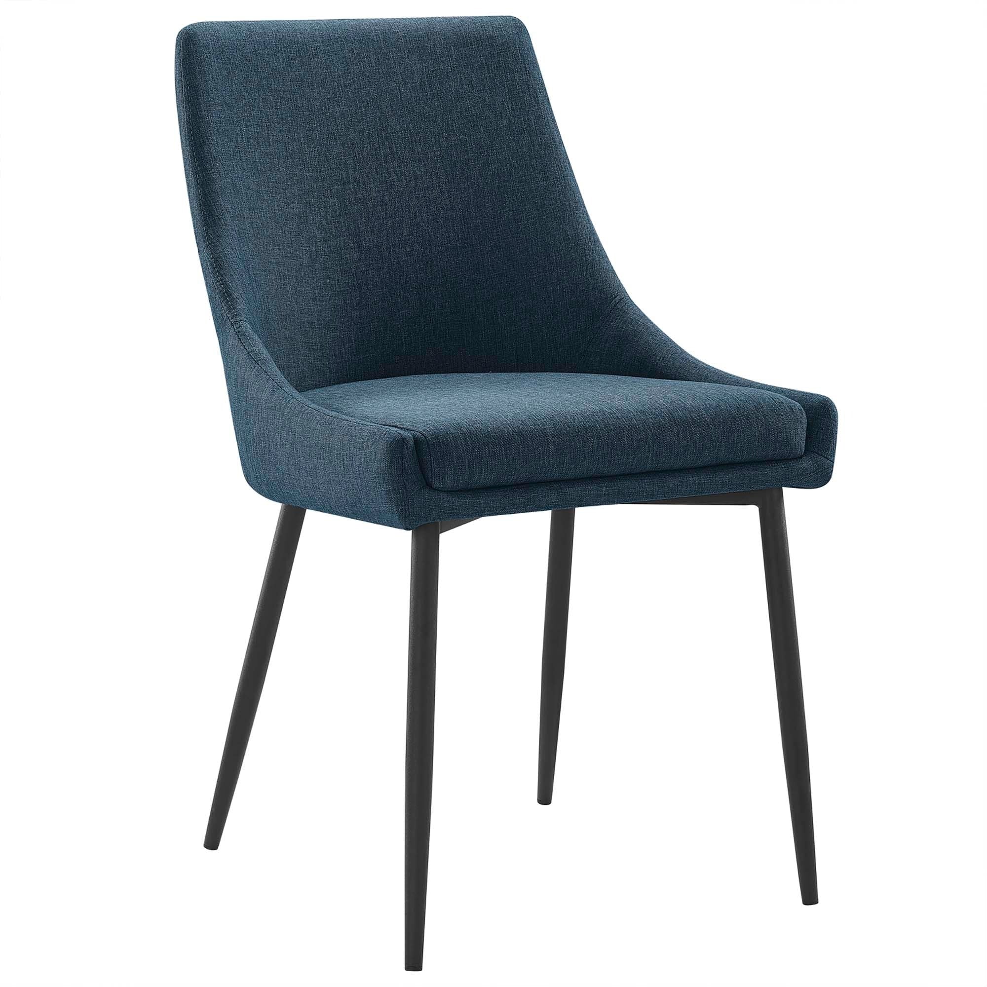 Upholstered Fabric Dining Chair Set with Tapered Metal Legs - Image 2