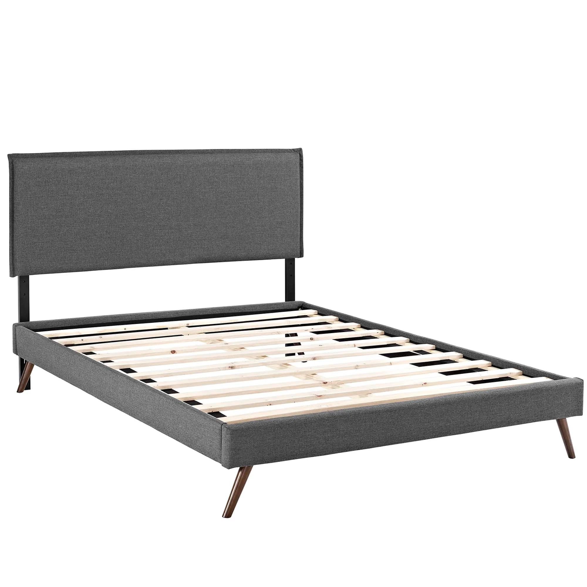 Upholstered Fabric Platform Bed with Round Splayed Legs - Image 14
