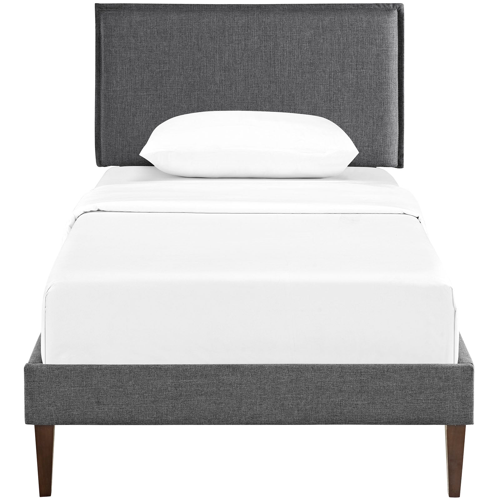 Upholstered Fabric Platform Bed with Squared Tapered Legs - Image 3