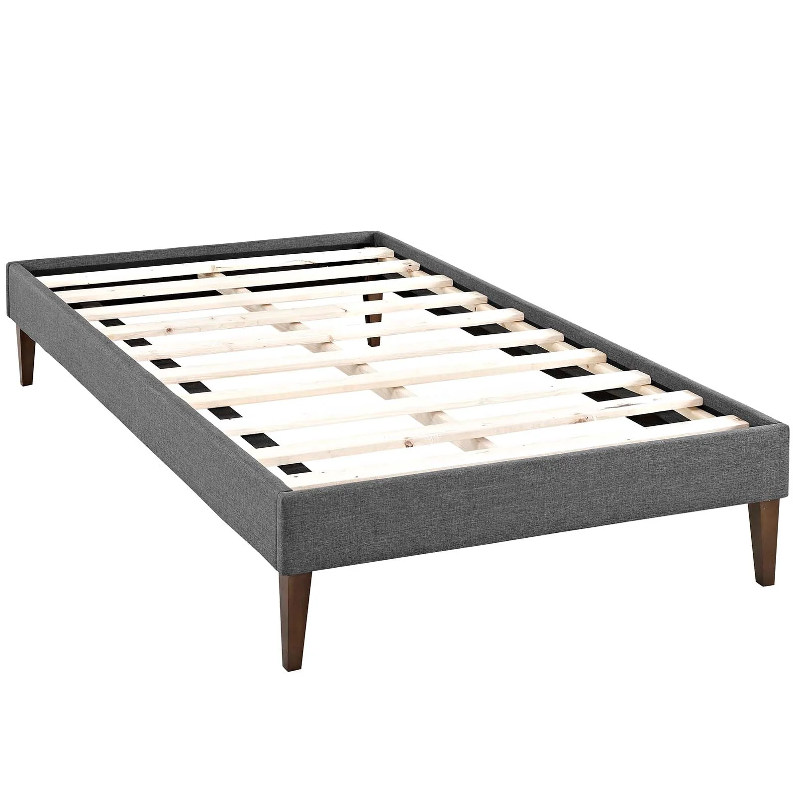 Upholstered Fabric Platform Bed with Squared Tapered Legs - Image 4