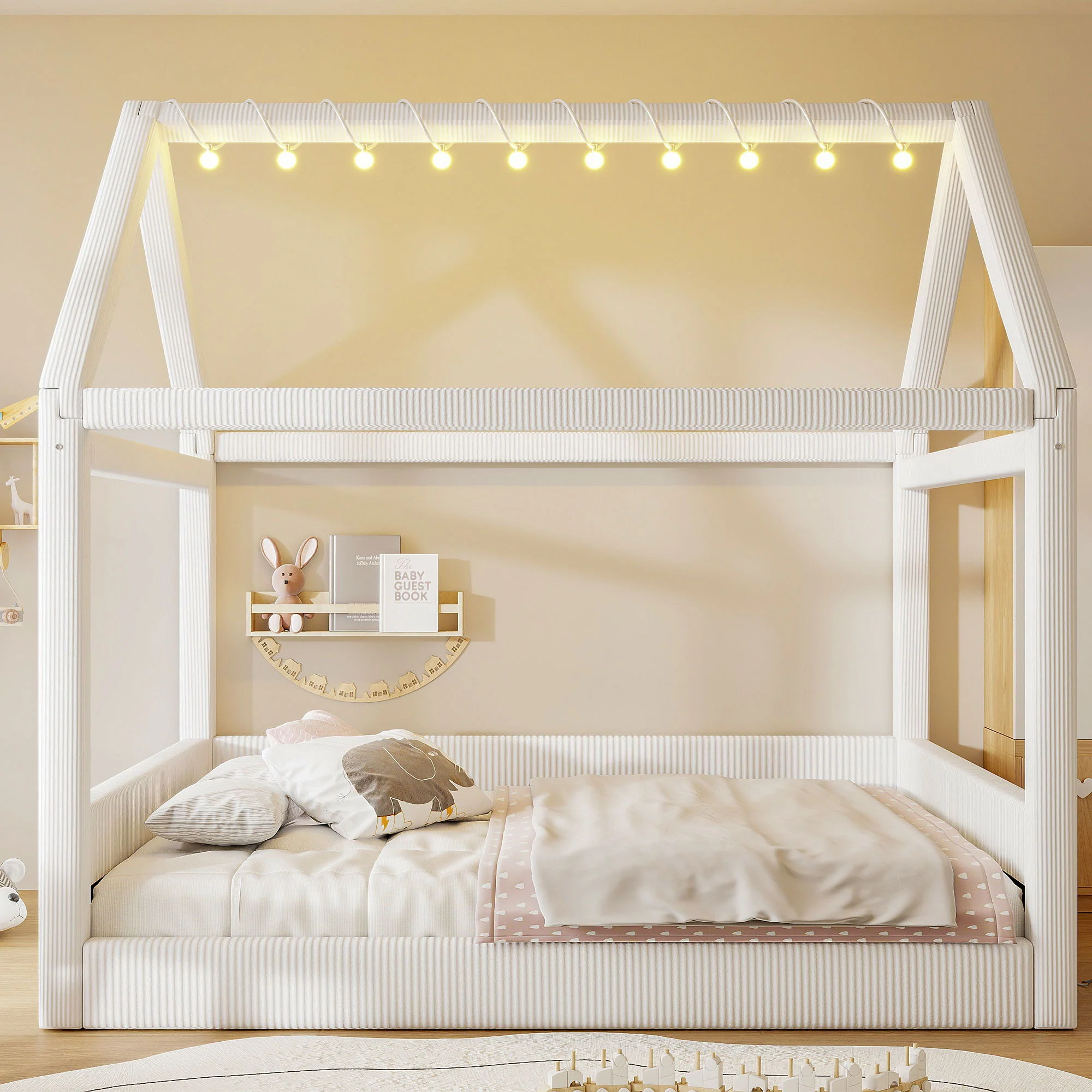 Upholstered House Style Daybed With LED Light Strips - Image 18