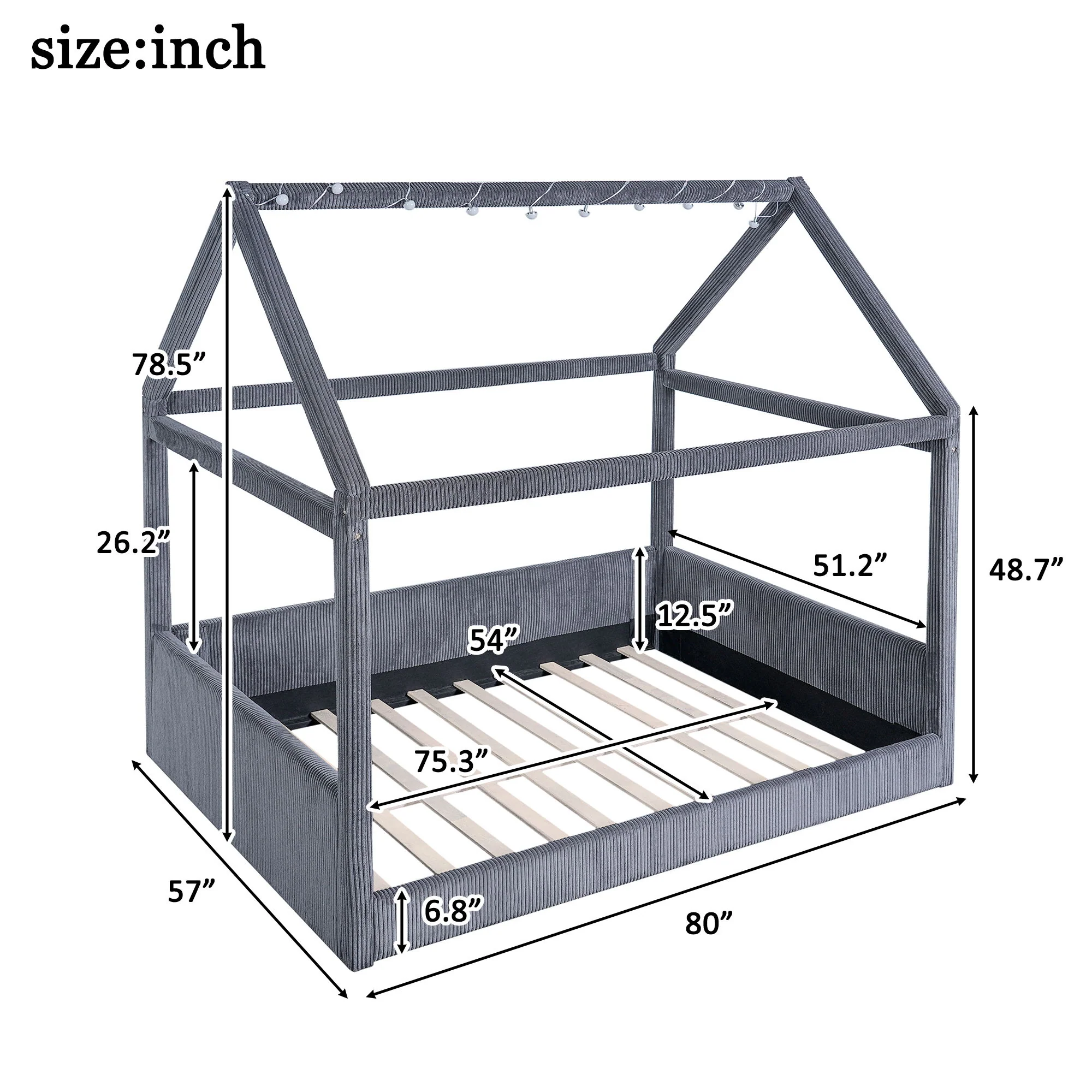 Upholstered House Style Daybed With LED Light Strips - Image 23