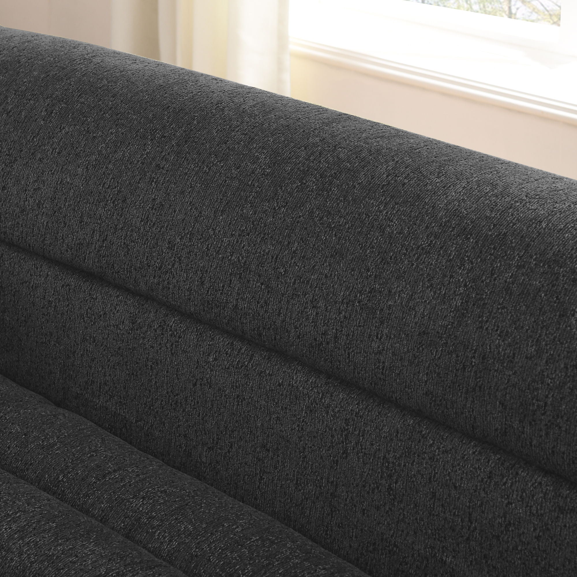 Upholstered L-Shaped Modular Sectional Sofa With Chaise, Wave-Shaped Armrest - Image 13