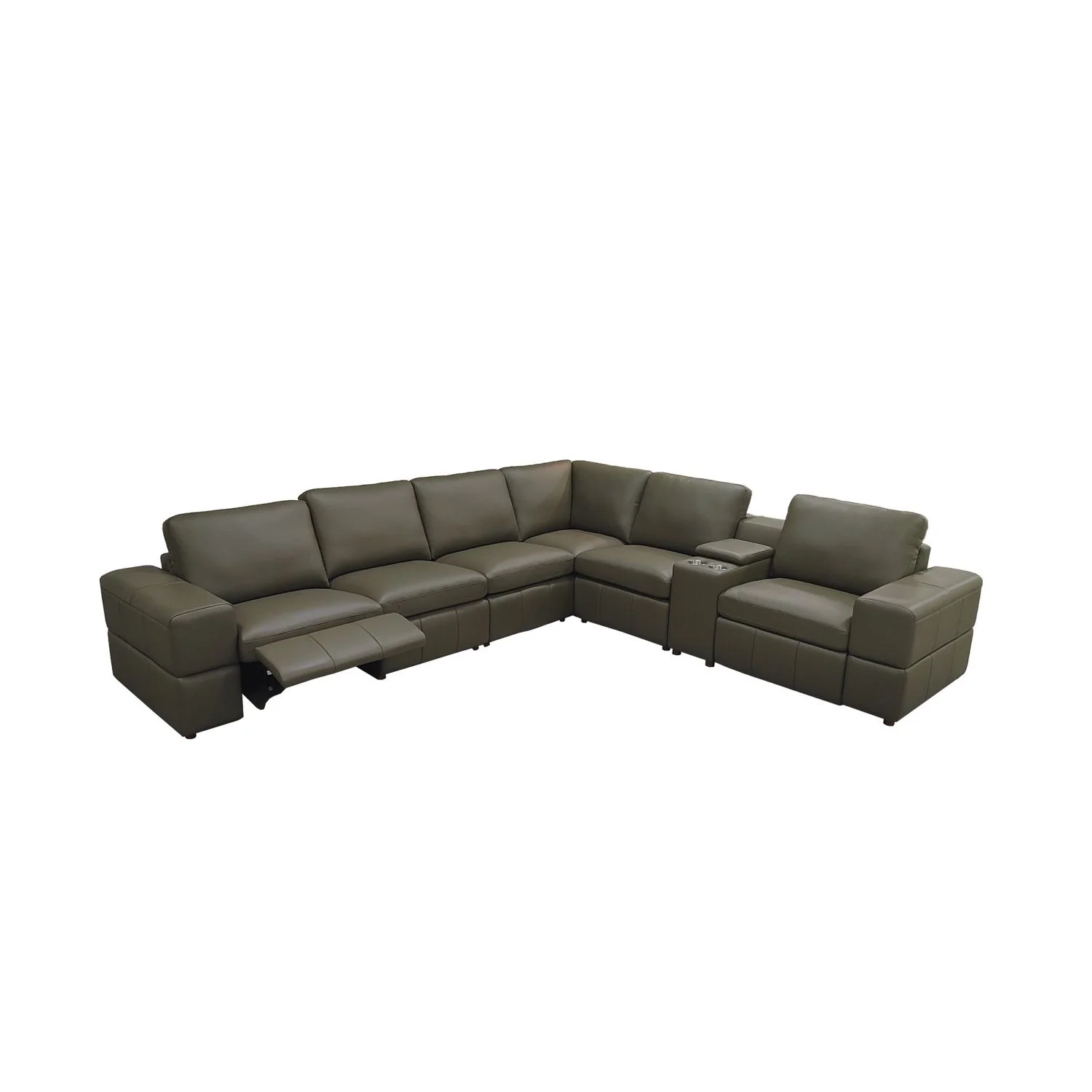 Upholstered Large Arms Sectional With Recliner Seats - Image 15