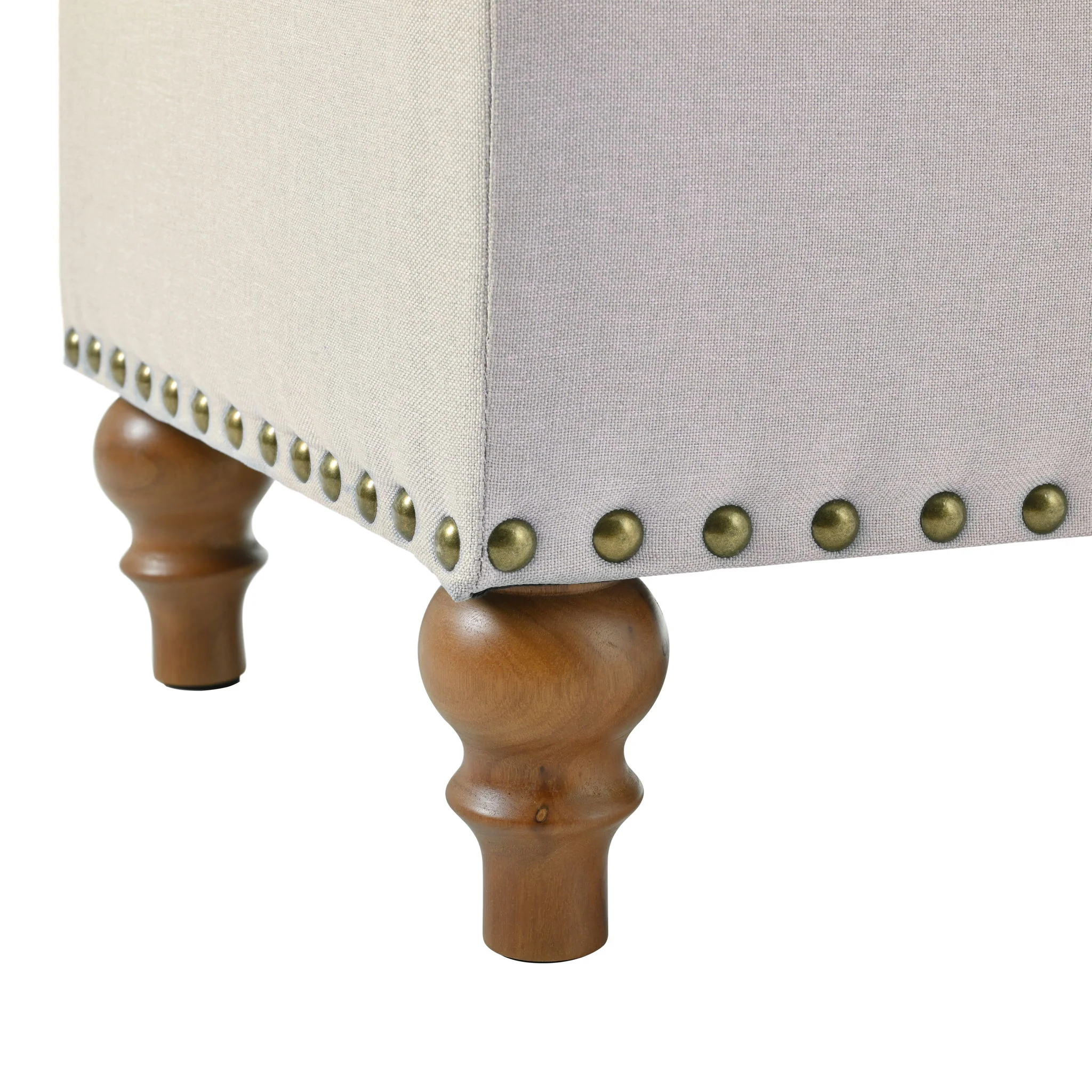 Upholstered Ottoman With Storage And Rivet Trim - Image 13