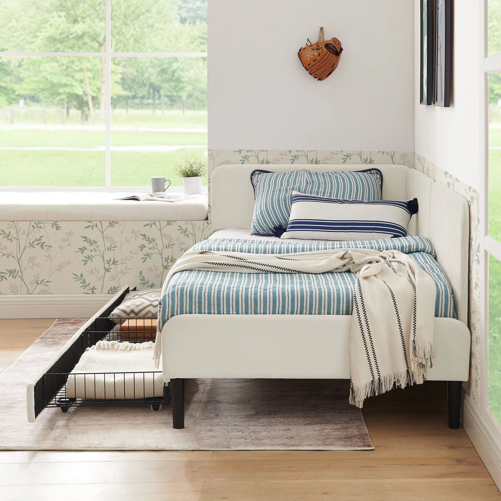 Upholstered Platform Bed Frame With 2 Storage Drawers And Adjustable Sofa Bed - Image 19