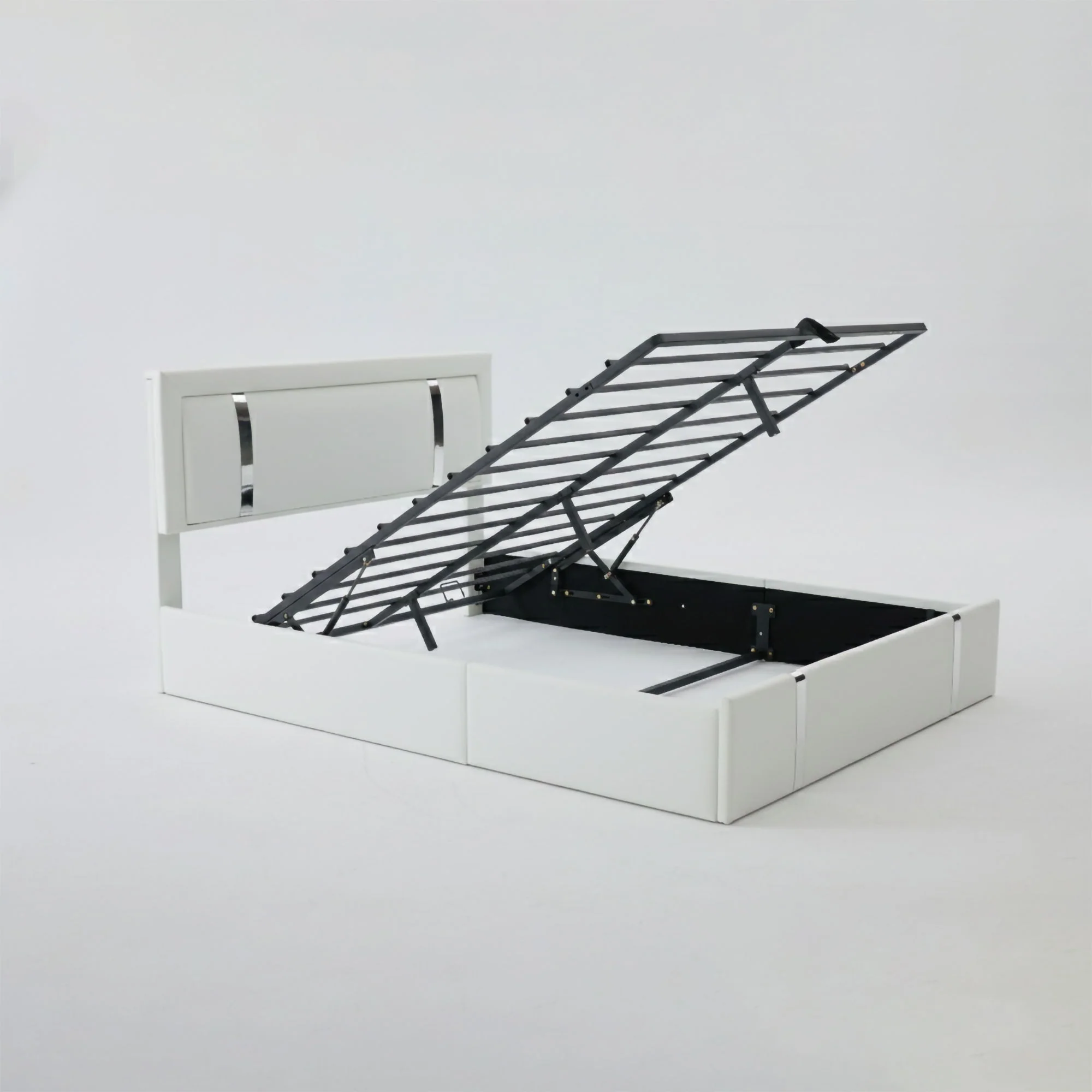 Upholstered Platform Bed Frame With Adjustable LED Headboard, USB C-Charging, Hydraulic Lift - Image 17