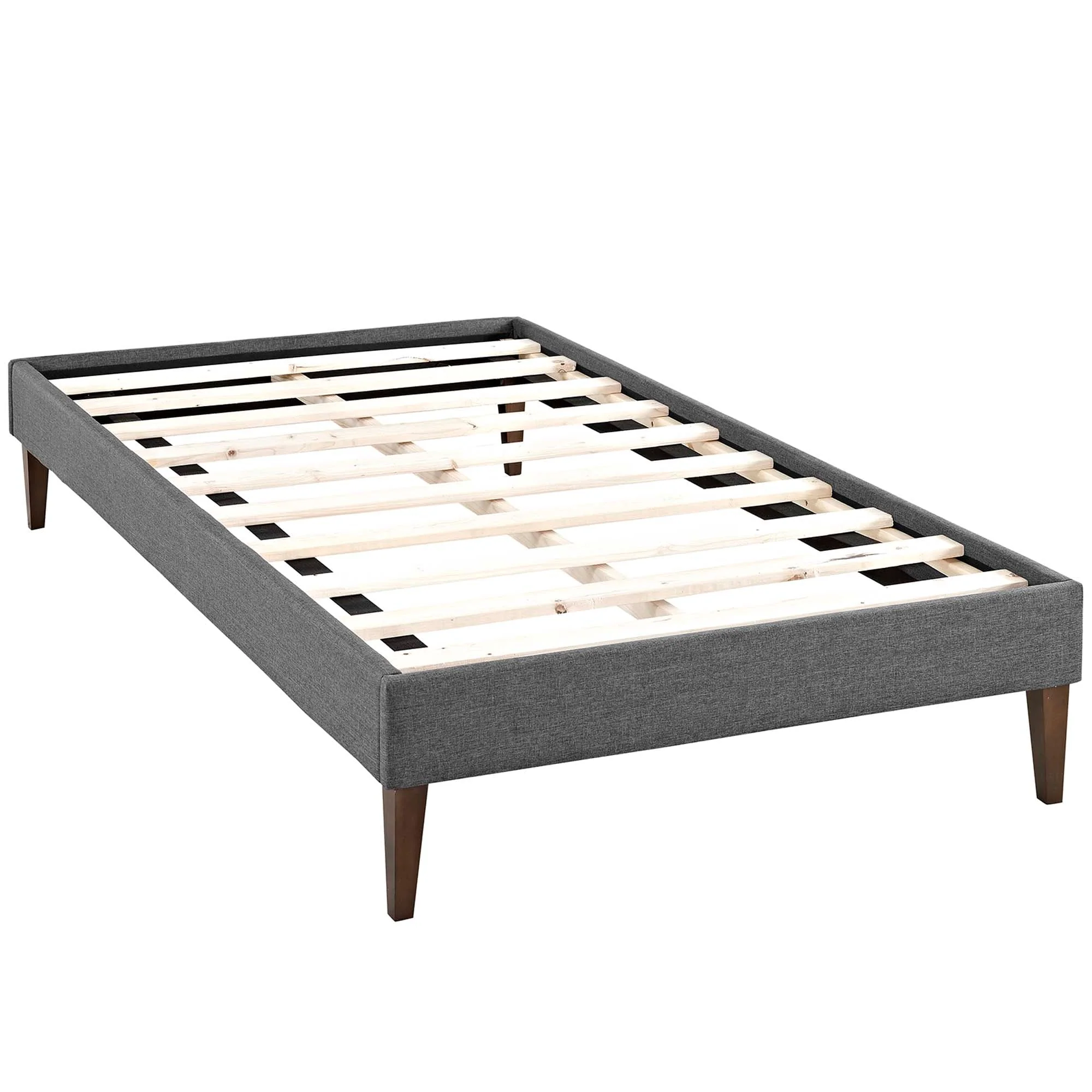 Upholstered Platform Bed Frame with Squared Tapered Legs - Image 4