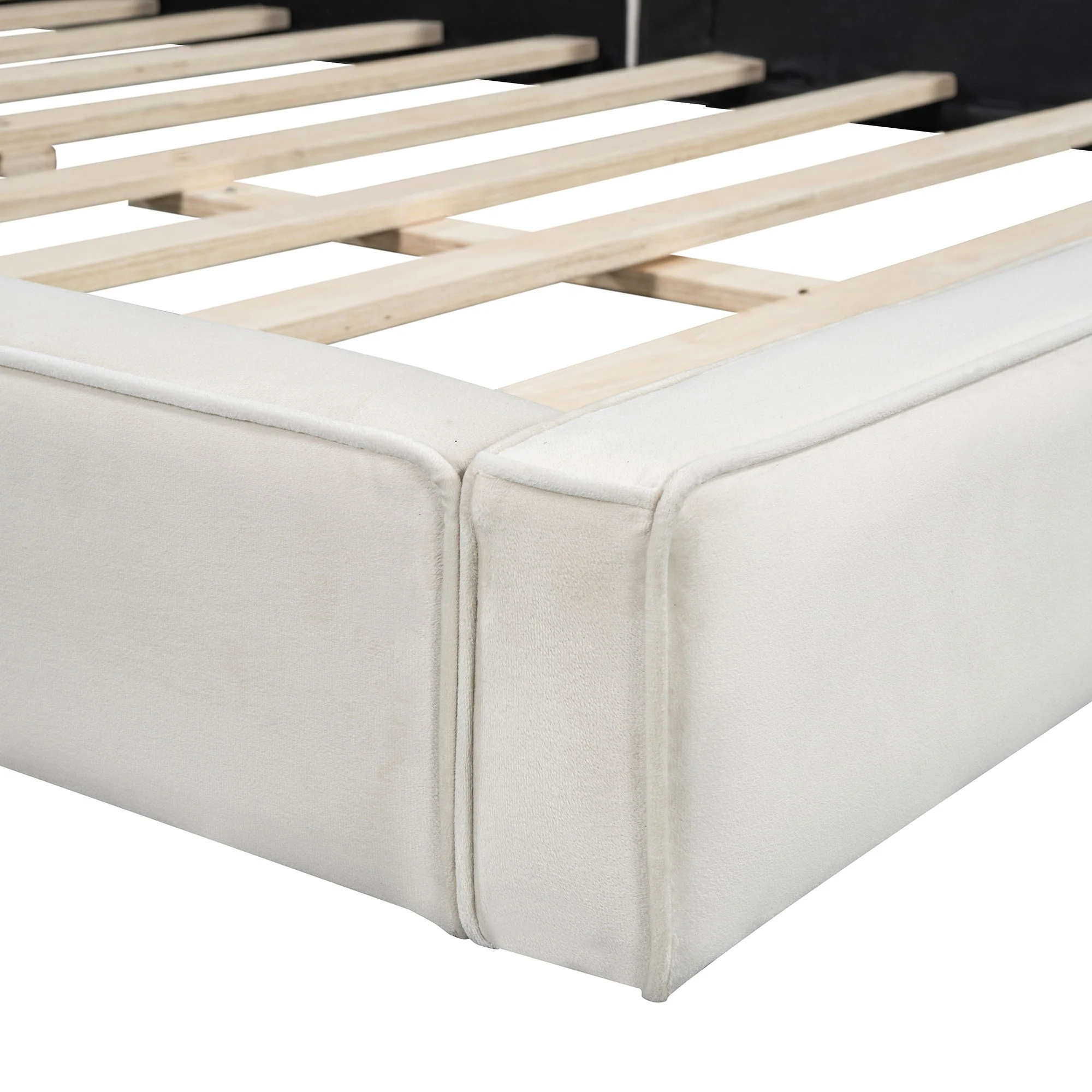 Upholstered Platform Bed, Grounded Bed With Solid Frame - Image 13