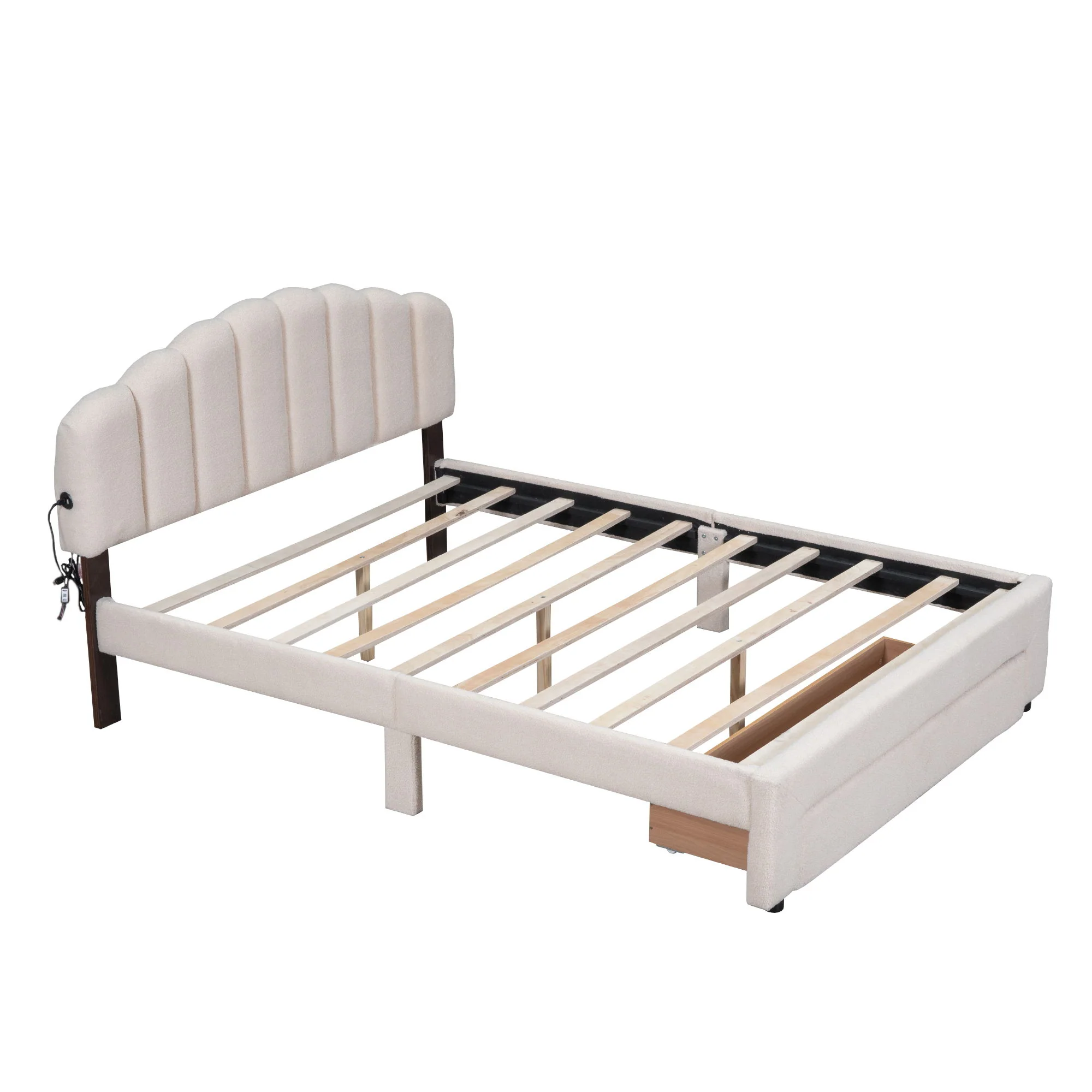 Upholstered Platform Bed With Drawer - Image 2