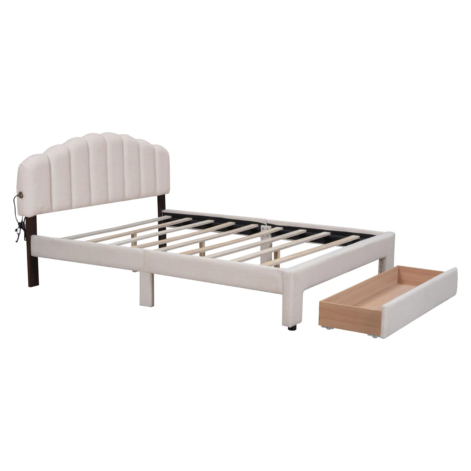 Upholstered Platform Bed With Drawer - Image 9