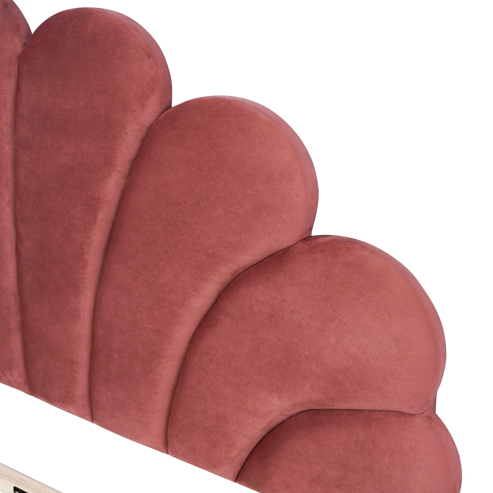 Upholstered Platform Bed With Flower Pattern Headboard - Image 23