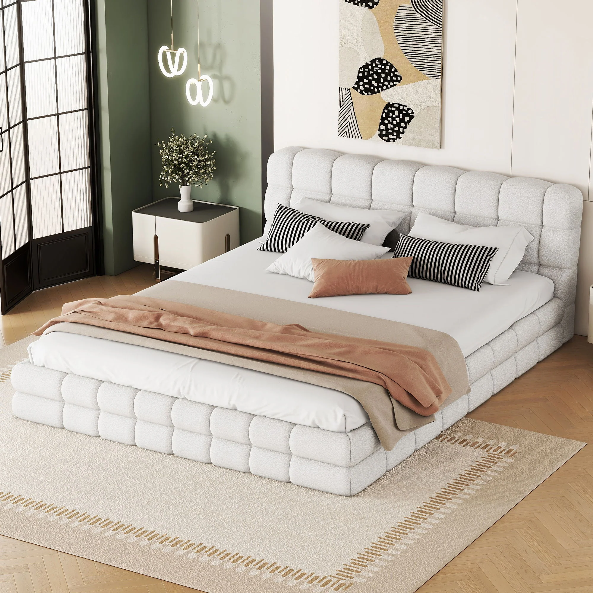 Upholstered Platform Bed With Headboard - Image 21