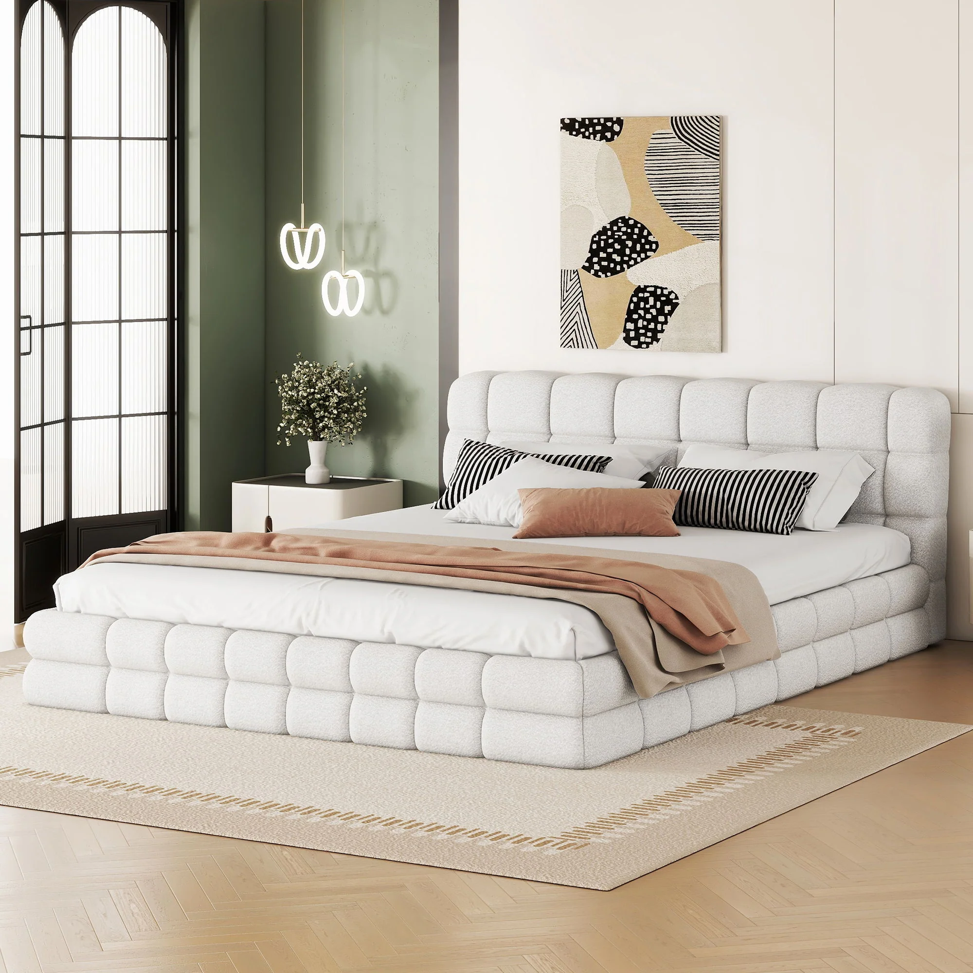 Upholstered Platform Bed With Headboard - Image 23